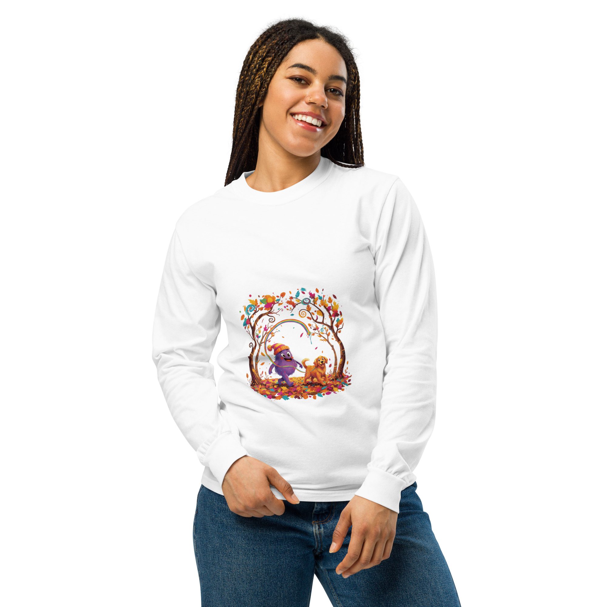 Splatty & Pup Autumn Adventure Unisex Long Sleeve Shirt | Cozy Fall Mascot Tee - Image 14