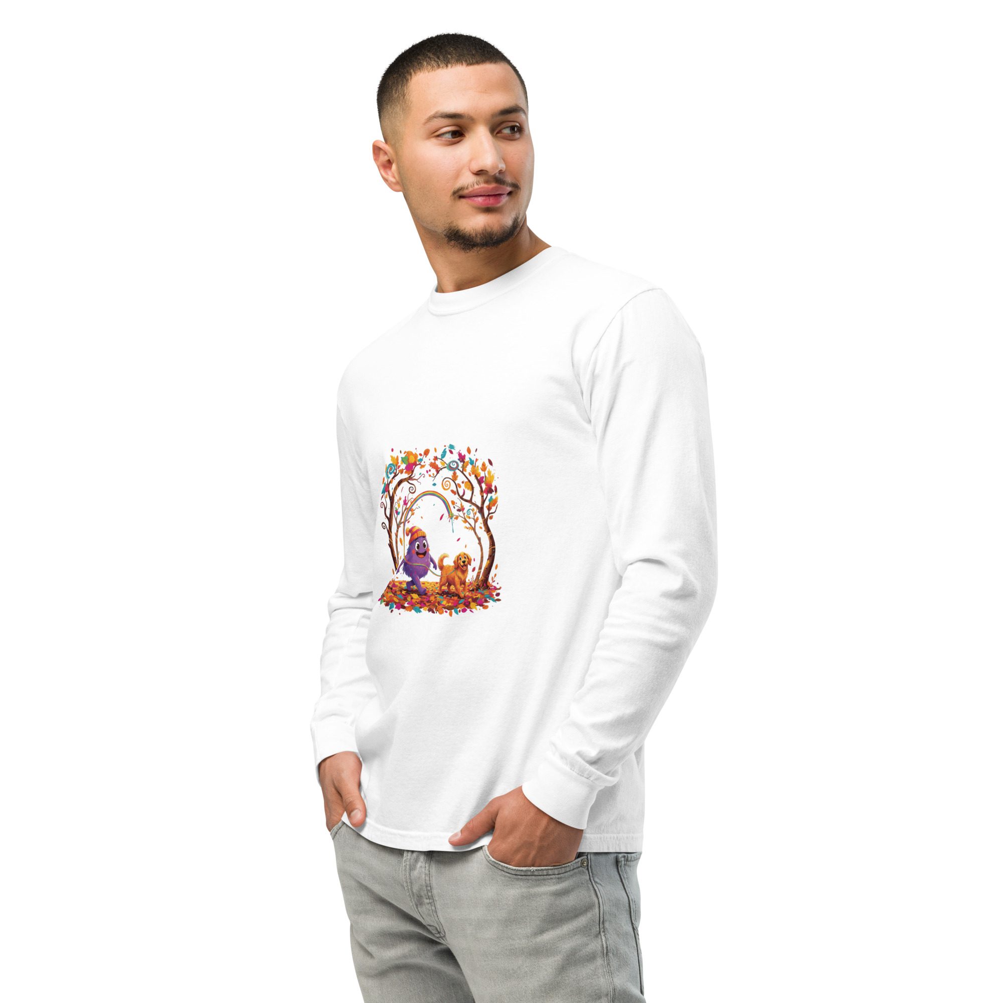 Splatty & Pup Autumn Adventure Unisex Long Sleeve Shirt | Cozy Fall Mascot Tee - Image 16