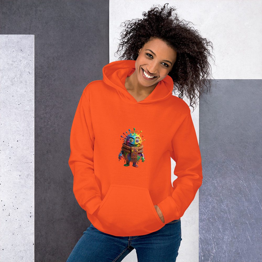Color Splash Monster Unisex Hoodie | Fun Halloween & Art Lover Pullover - Image 3