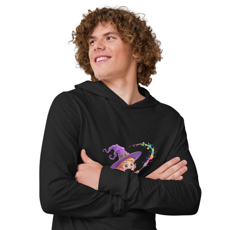 Splatty Witch Unisex Hooded Long-Sleeve Tee | Halloween Cartoon Hoodie Shirt - Image 4