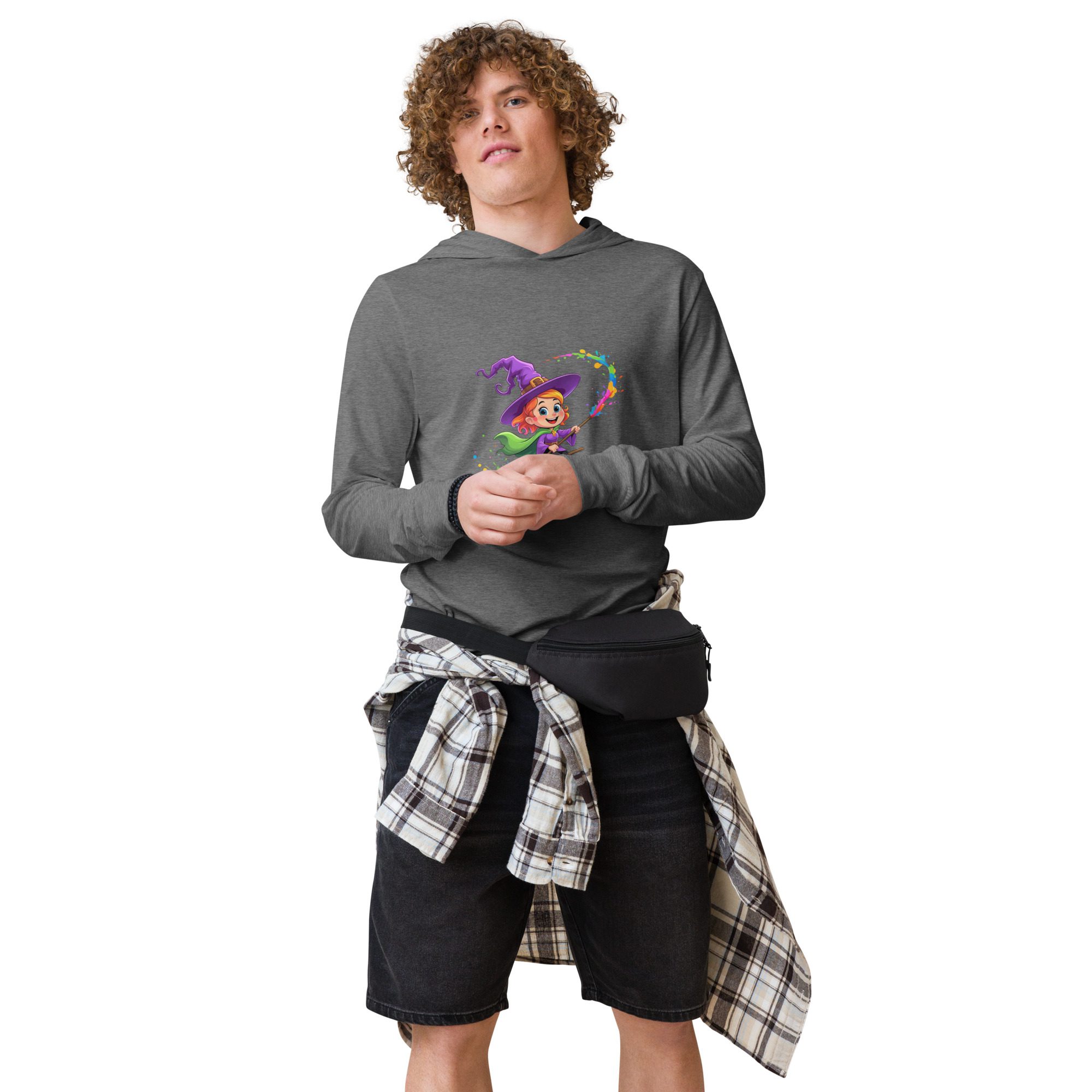 Splatty Witch Unisex Hooded Long-Sleeve Tee | Halloween Cartoon Hoodie Shirt - Image 13