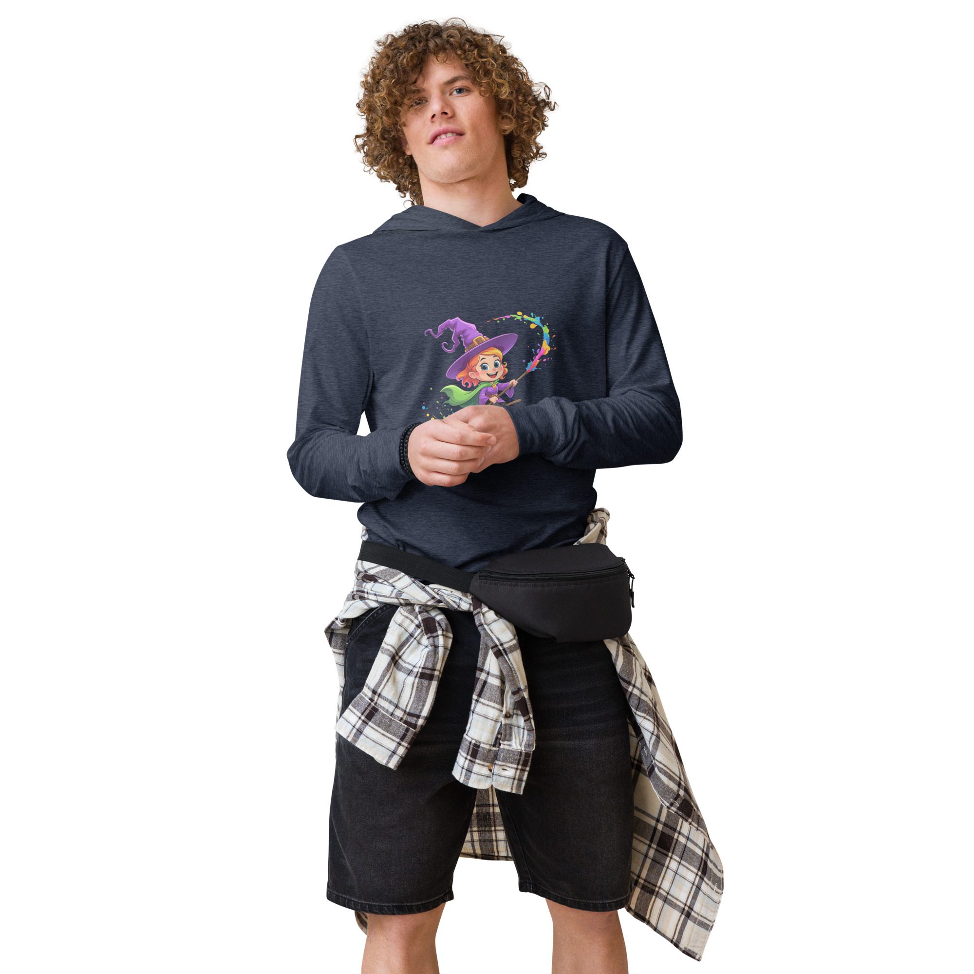 Splatty Witch Unisex Hooded Long-Sleeve Tee | Halloween Cartoon Hoodie Shirt - Image 8