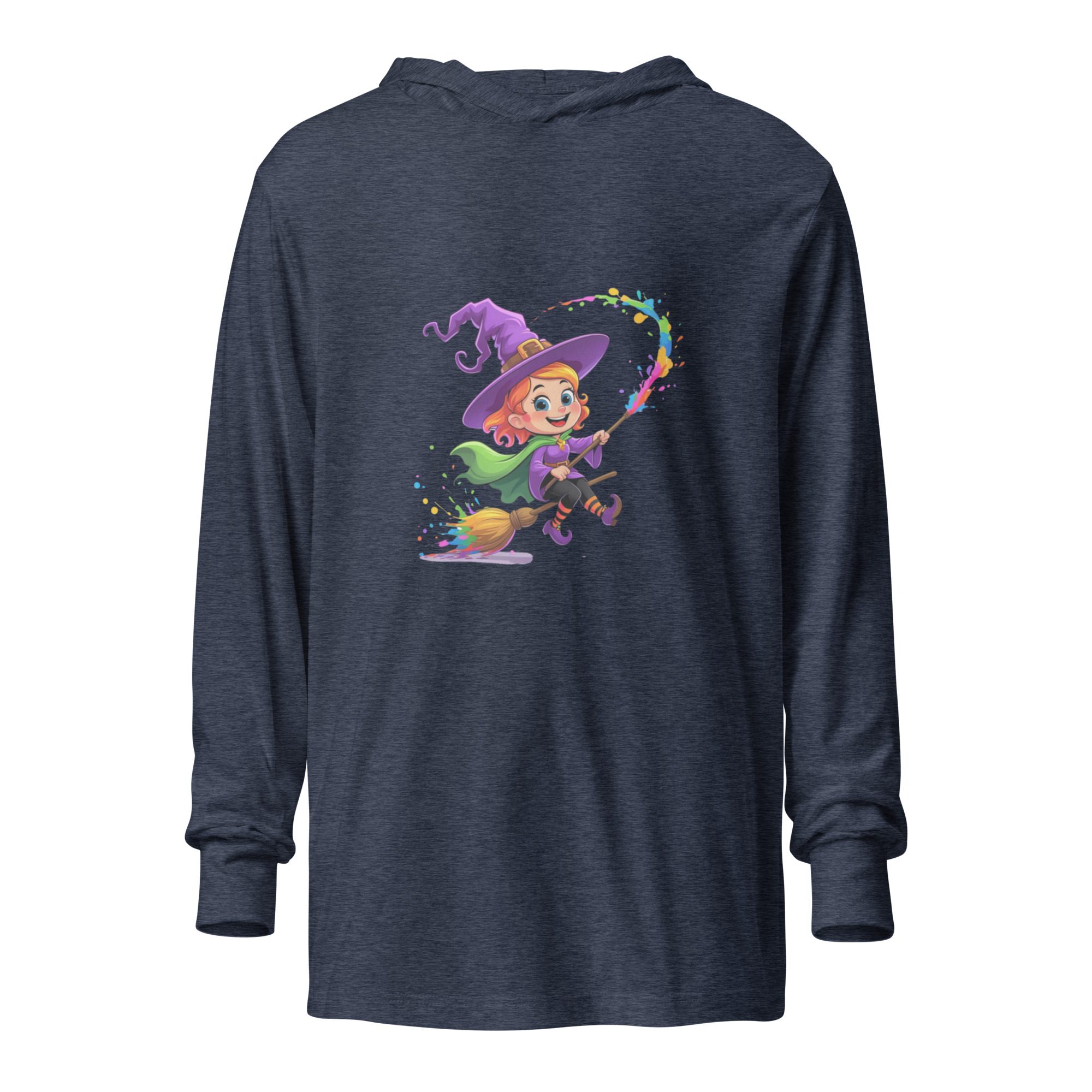 Splatty Witch Unisex Hooded Long-Sleeve Tee | Halloween Cartoon Hoodie Shirt - Image 11