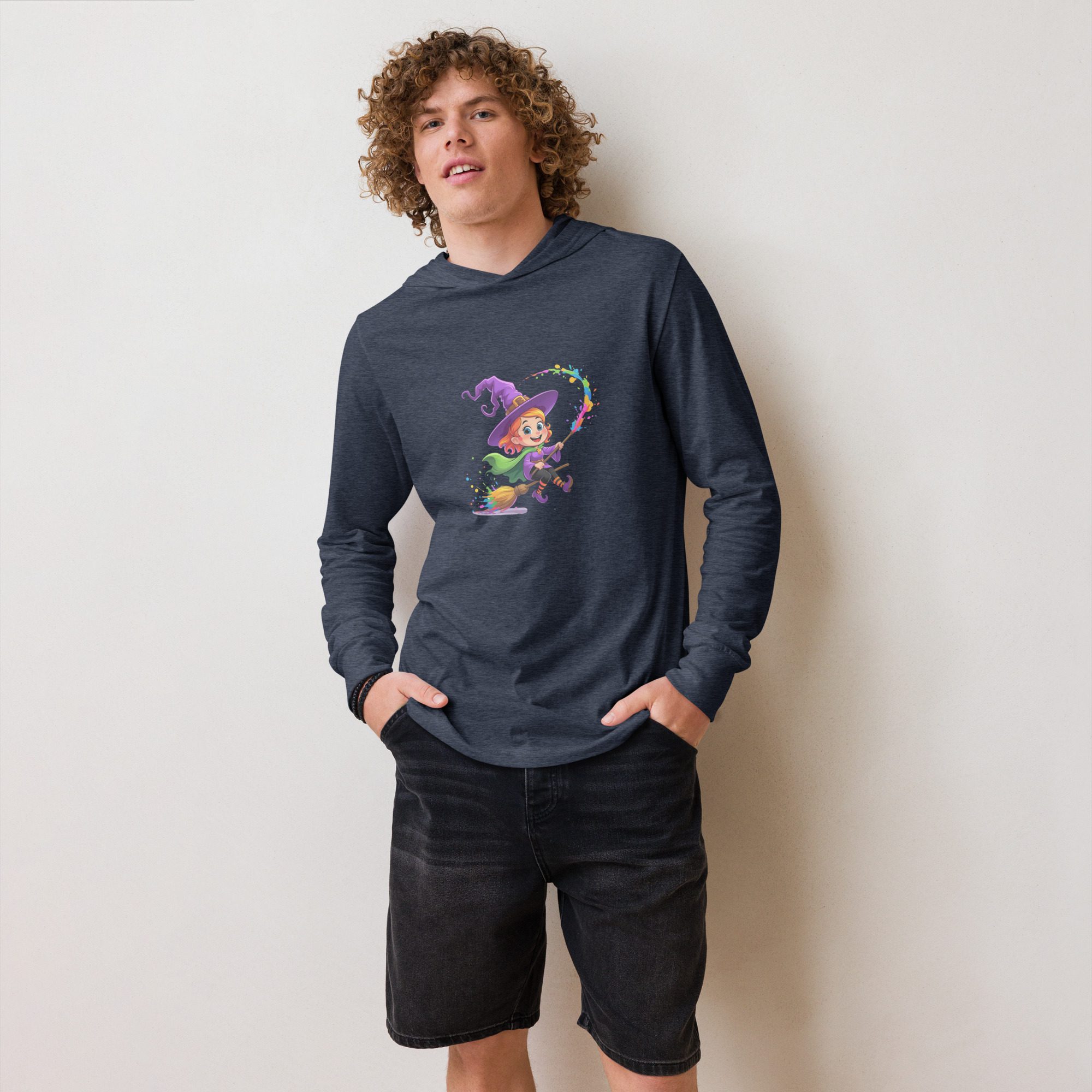 Splatty Witch Unisex Hooded Long-Sleeve Tee | Halloween Cartoon Hoodie Shirt - Image 9