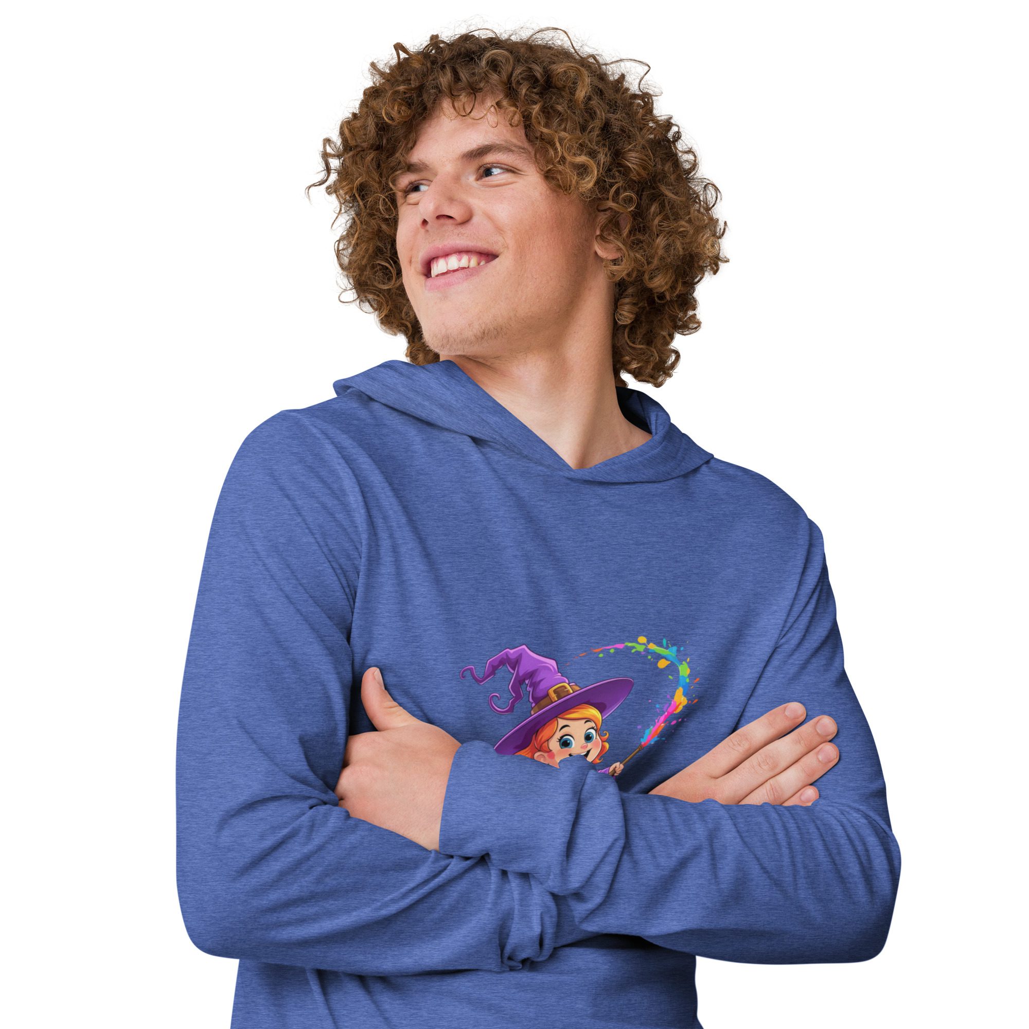 Splatty Witch Unisex Hooded Long-Sleeve Tee | Halloween Cartoon Hoodie Shirt - Image 2