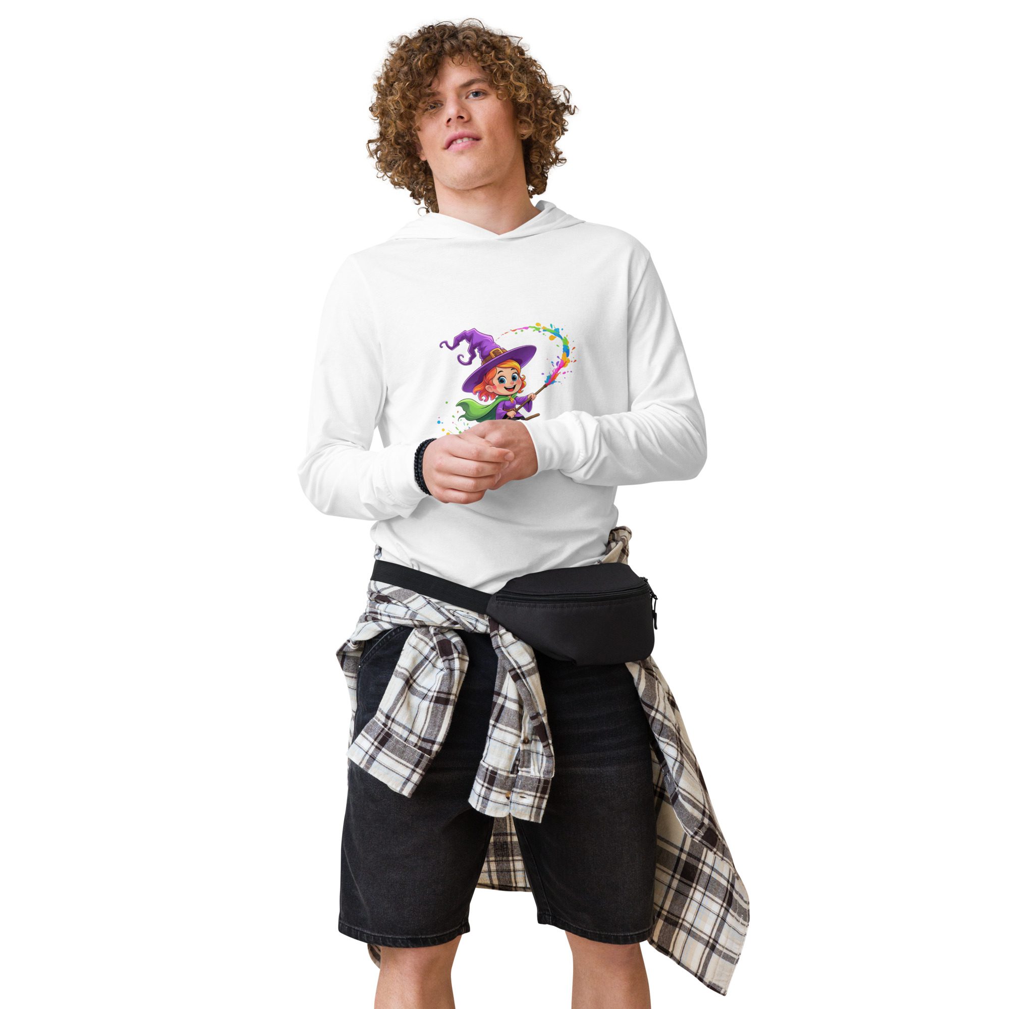 Splatty Witch Unisex Hooded Long-Sleeve Tee | Halloween Cartoon Hoodie Shirt - Image 17