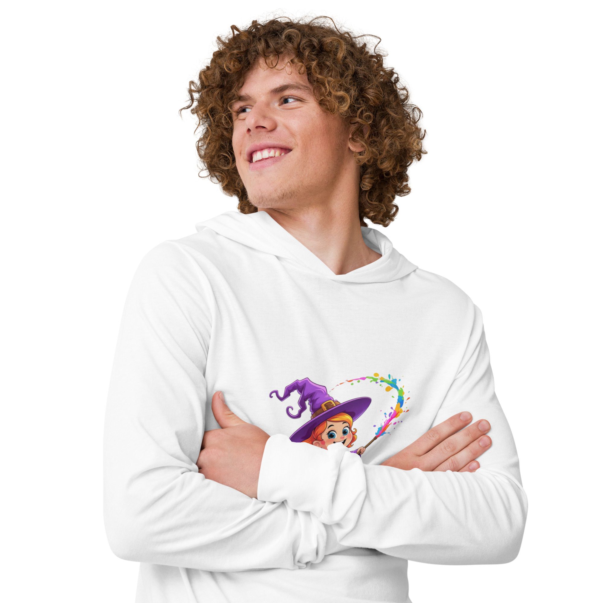 Splatty Witch Unisex Hooded Long-Sleeve Tee | Halloween Cartoon Hoodie Shirt - Image 15