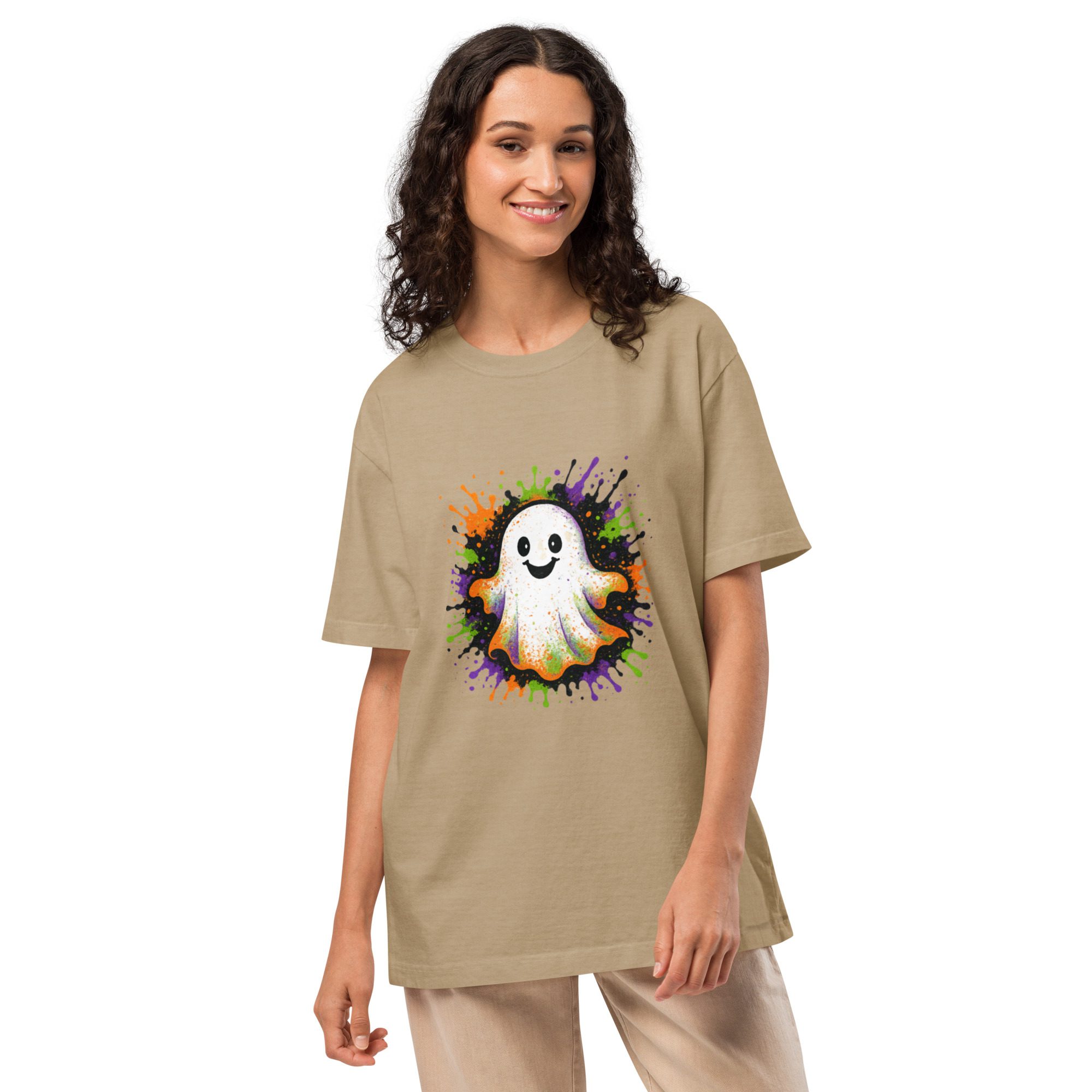 Happy Ghost Splash Unisex Oversized T-Shirt - Image 20