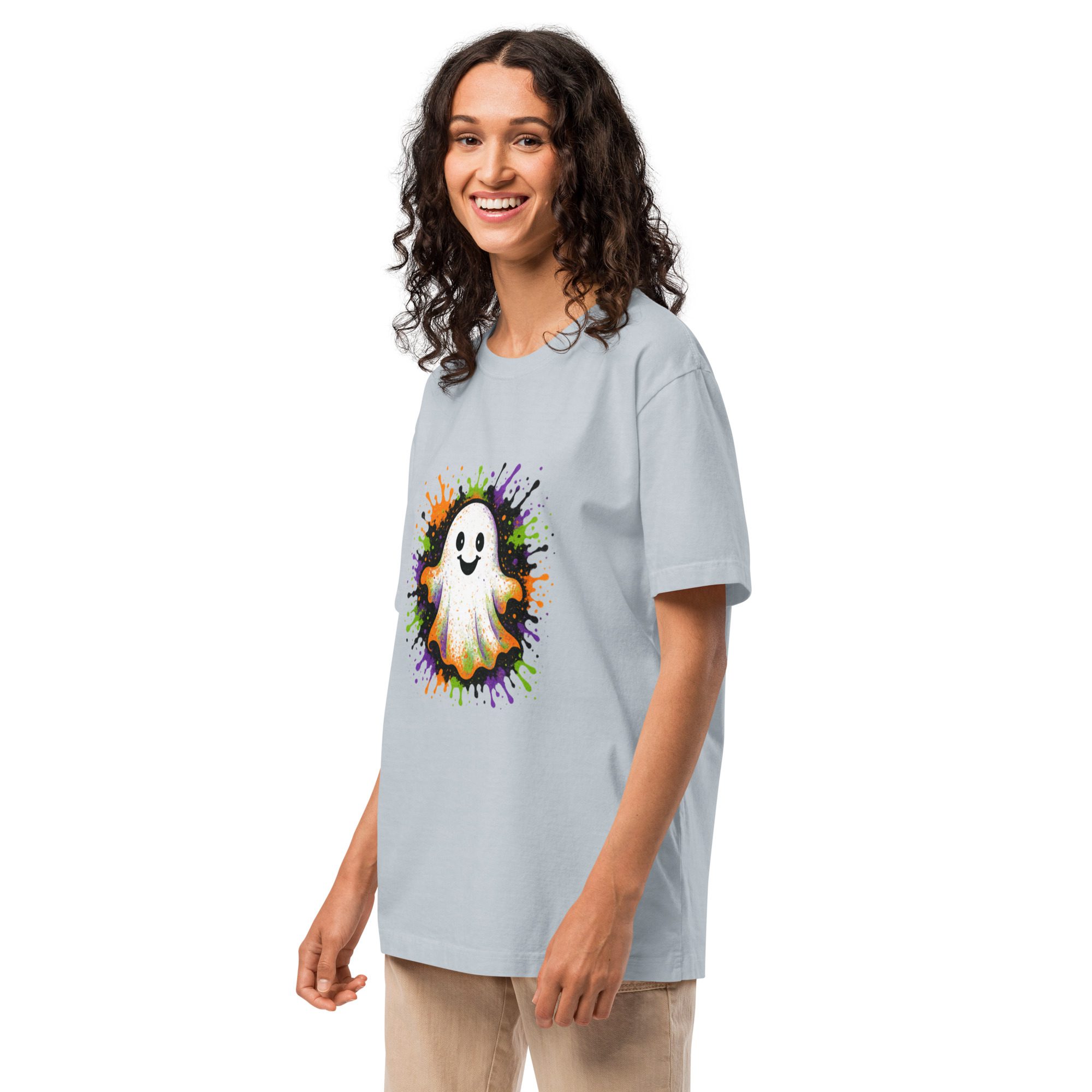 Happy Ghost Splash Unisex Oversized T-Shirt - Image 23