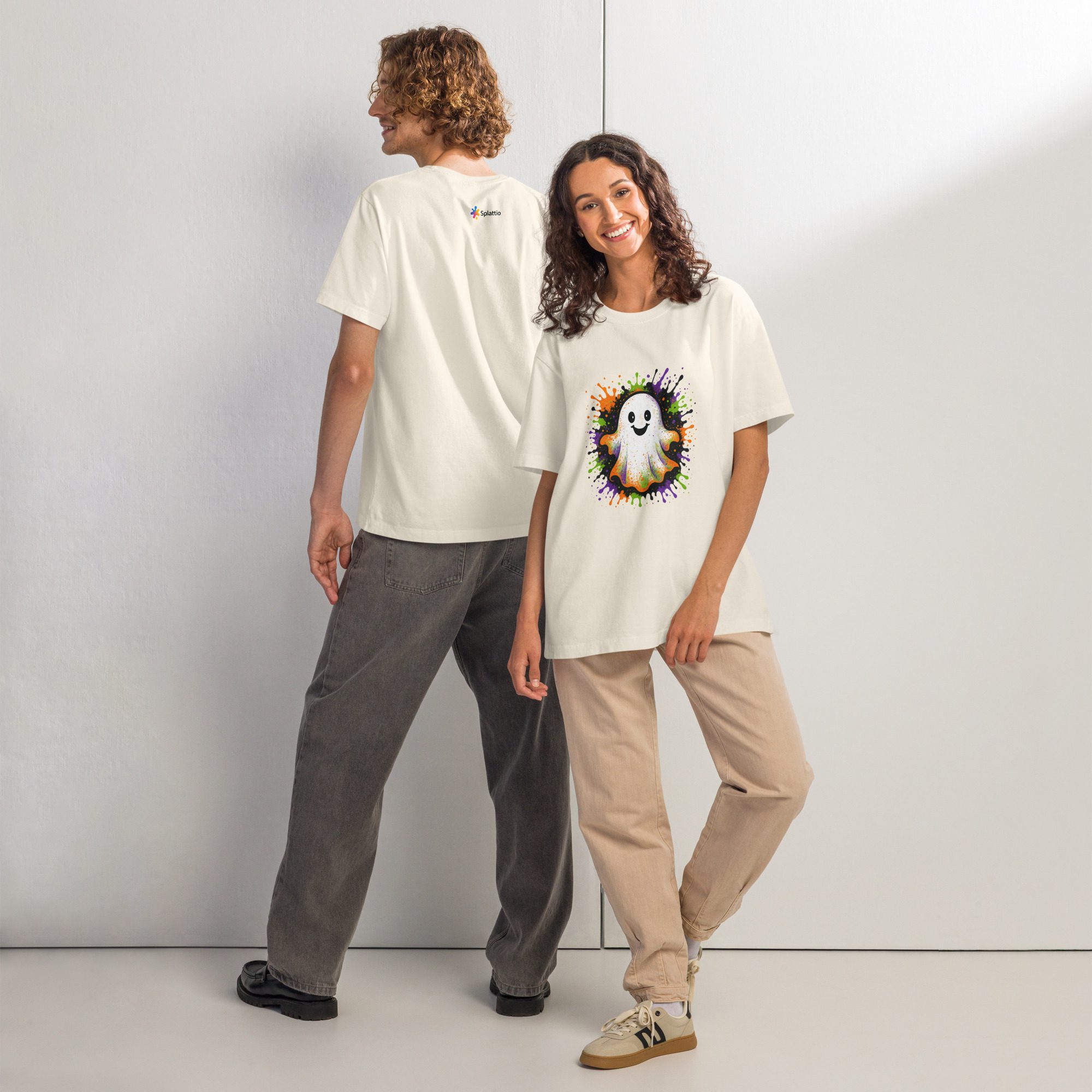 Happy Ghost Splash Unisex Oversized T-Shirt - Image 10