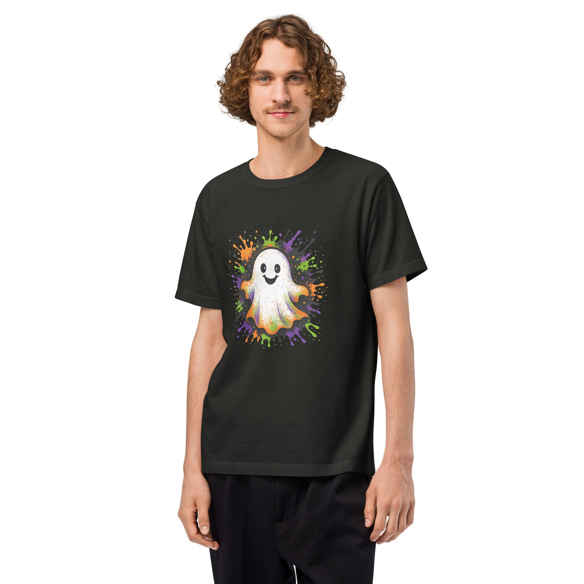 Happy Ghost Splash Unisex Oversized T-Shirt - Image 2