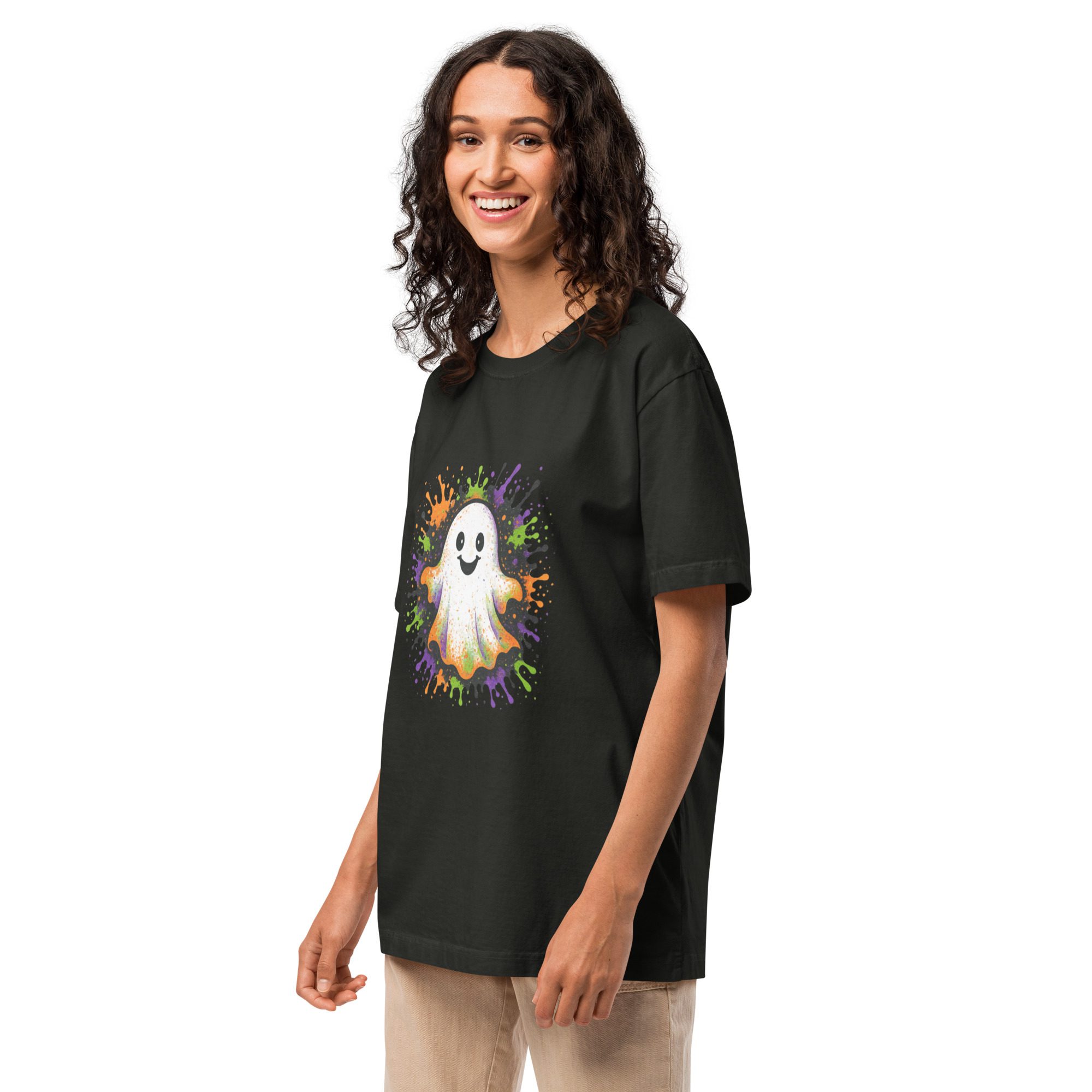 Happy Ghost Splash Unisex Oversized T-Shirt - Image 14