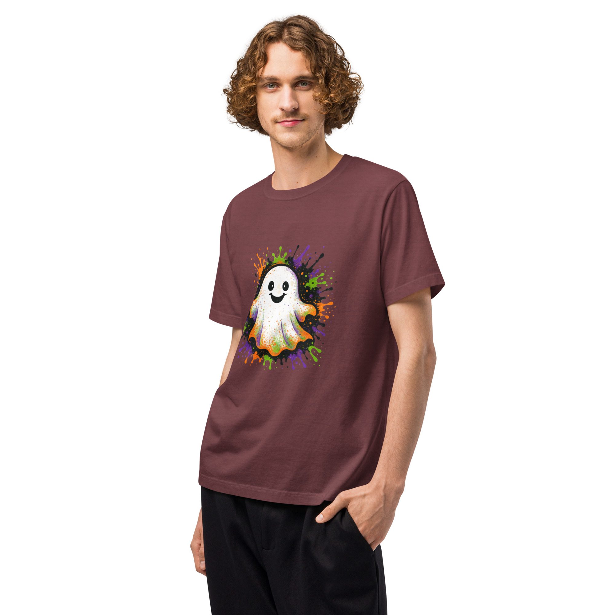 Happy Ghost Splash Unisex Oversized T-Shirt - Image 4