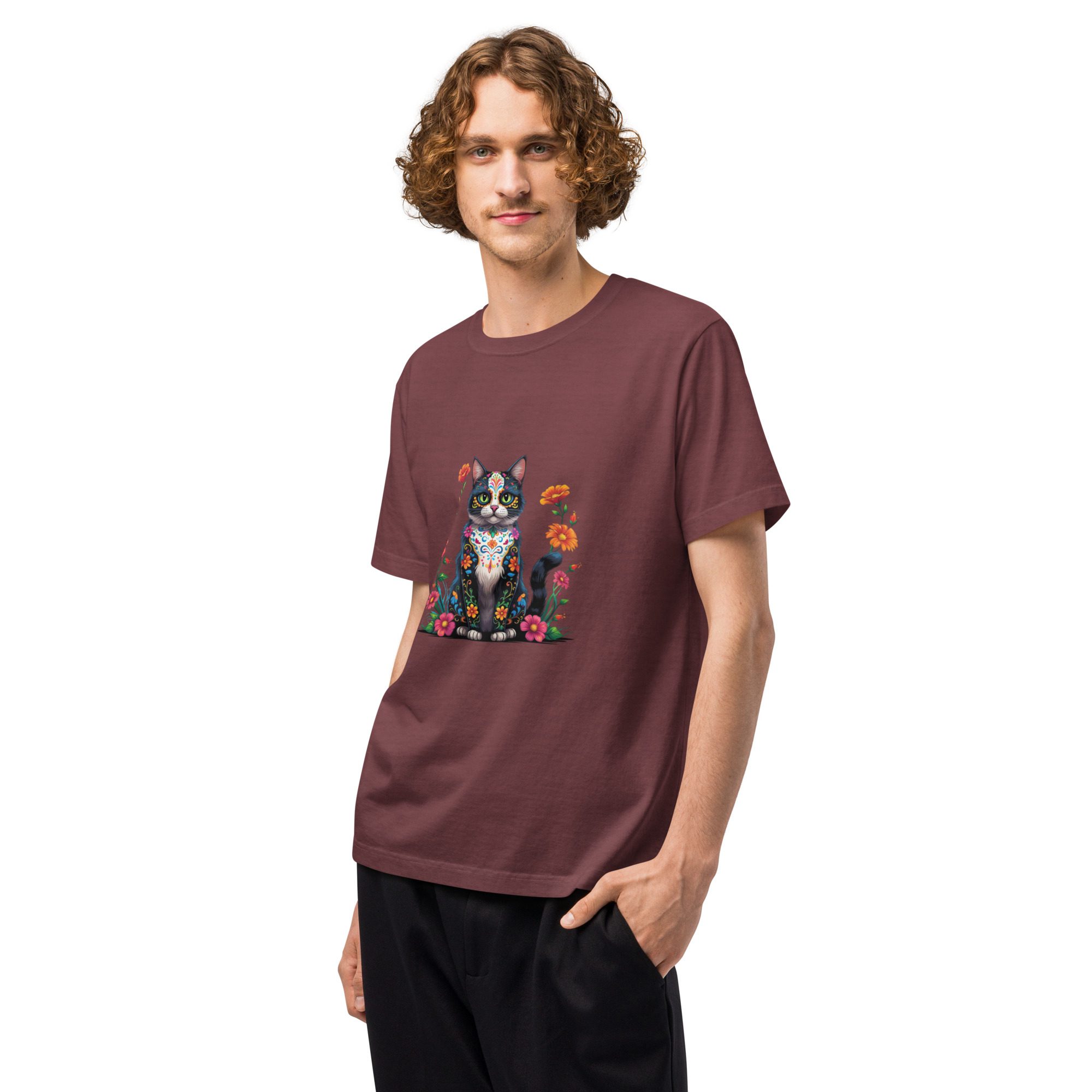 Floral Black Cat Halloween Tee | Unisex Oversized Garment-Dyed T-Shirt - Image 11