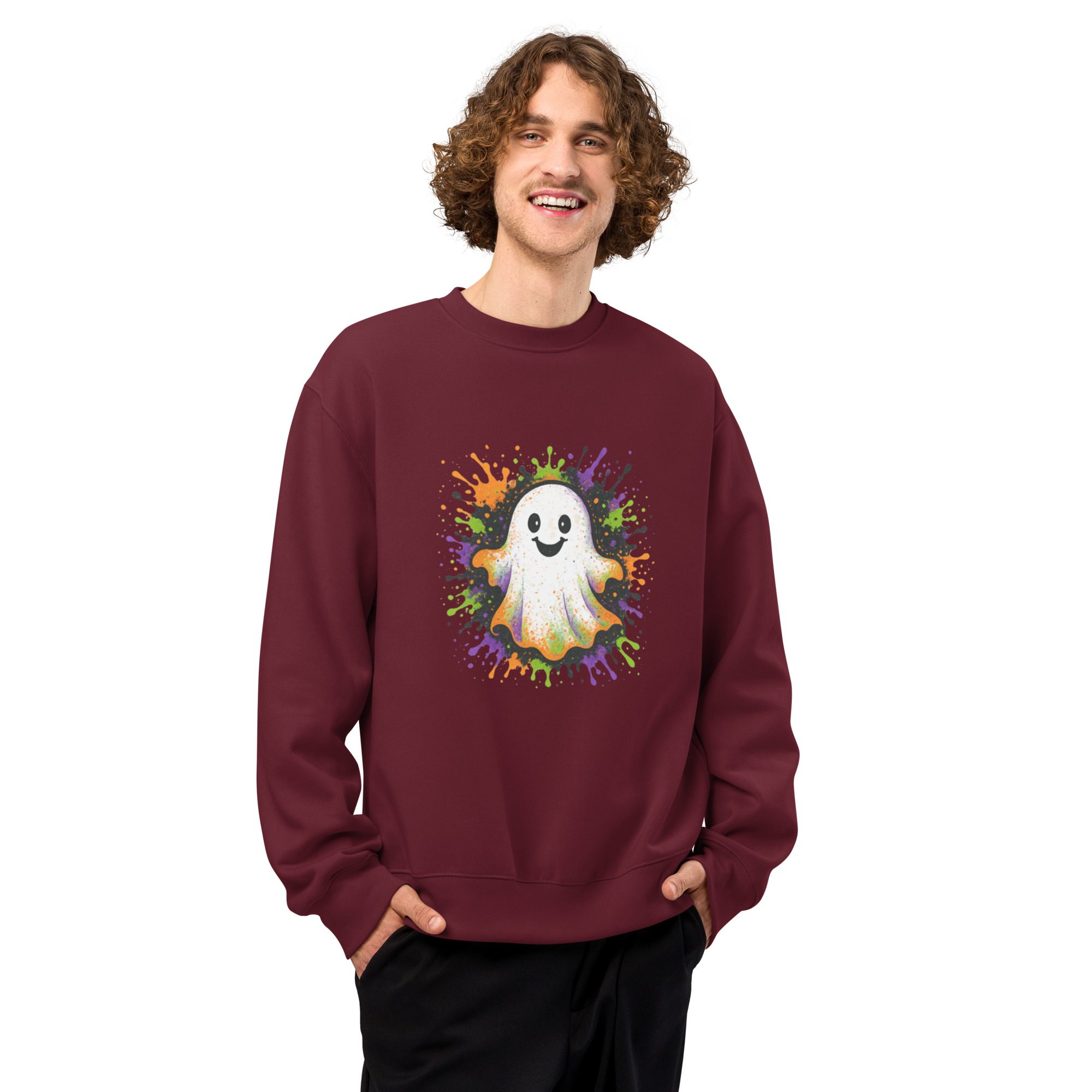 Happy Ghost Splash Oversized Heavyweight Unisex Sweatshirt - Image 6