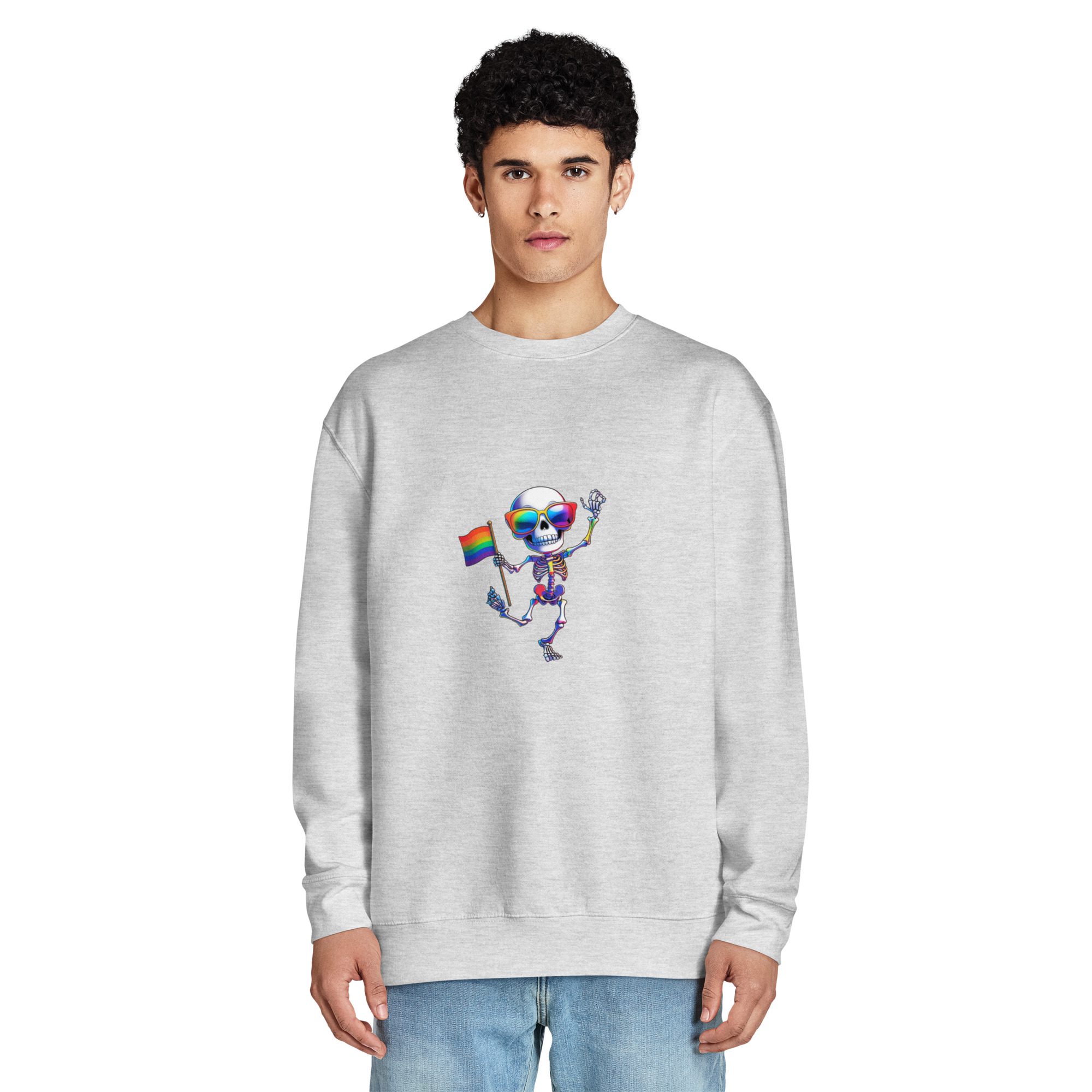 Rainbow Skeleton Dance Unisex Crewneck Sweatshirt | Pride & Halloween Pullover - Image 7