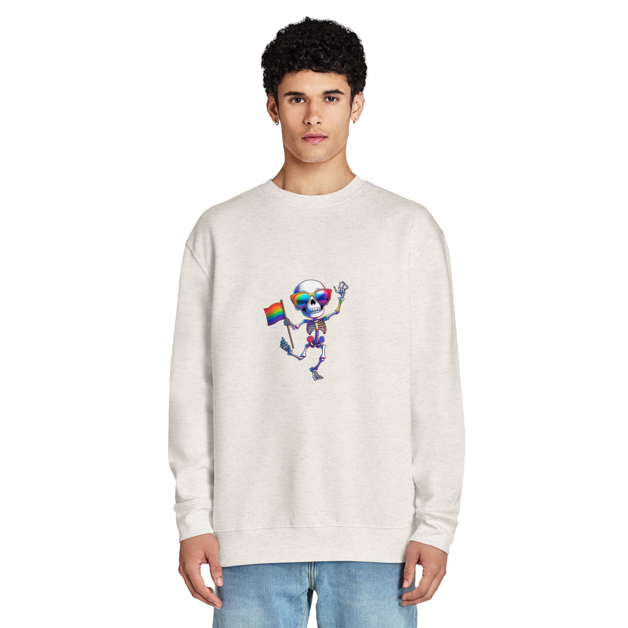 Rainbow Skeleton Dance Unisex Crewneck Sweatshirt | Pride & Halloween Pullover - Image 17