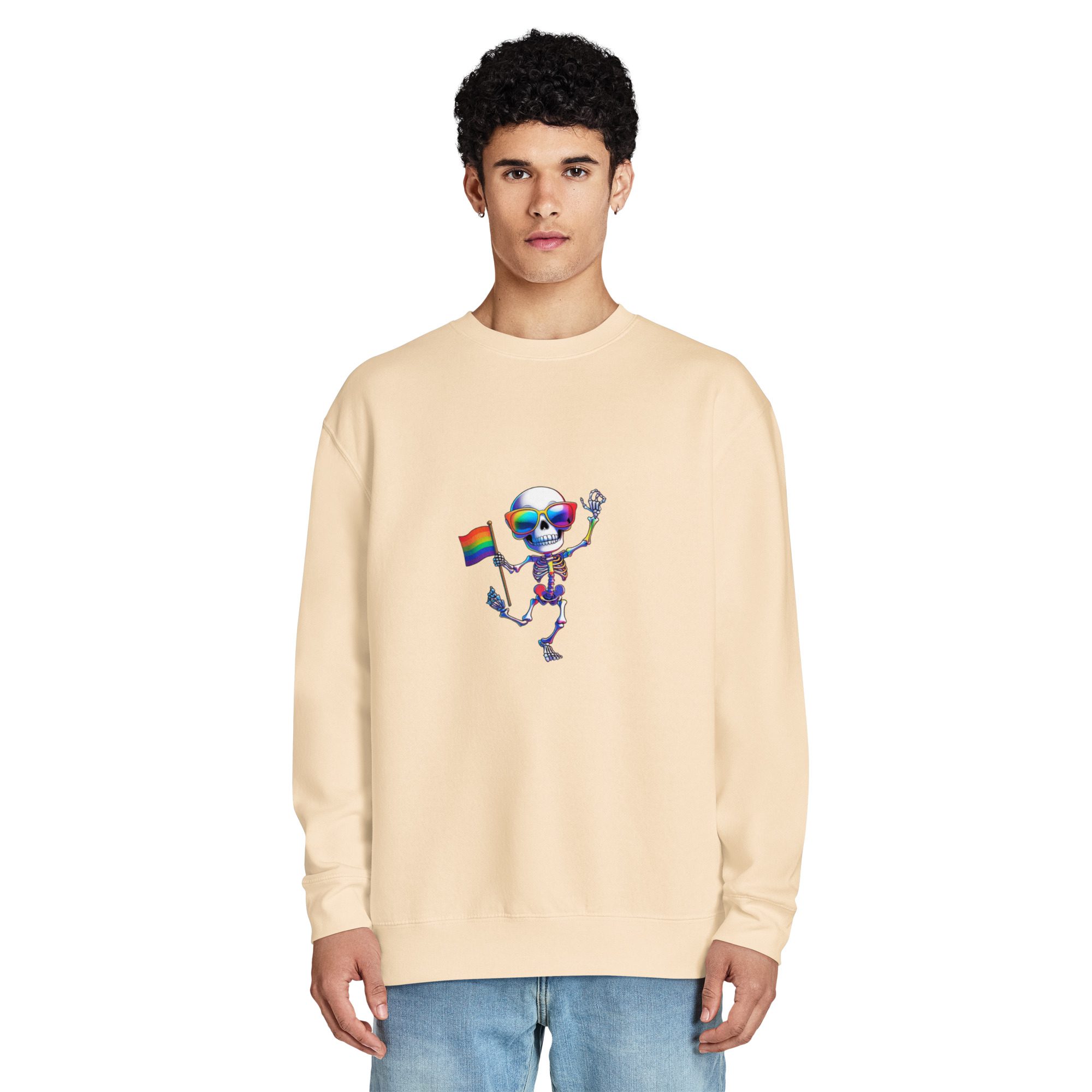 Rainbow Skeleton Dance Unisex Crewneck Sweatshirt | Pride & Halloween Pullover - Image 12