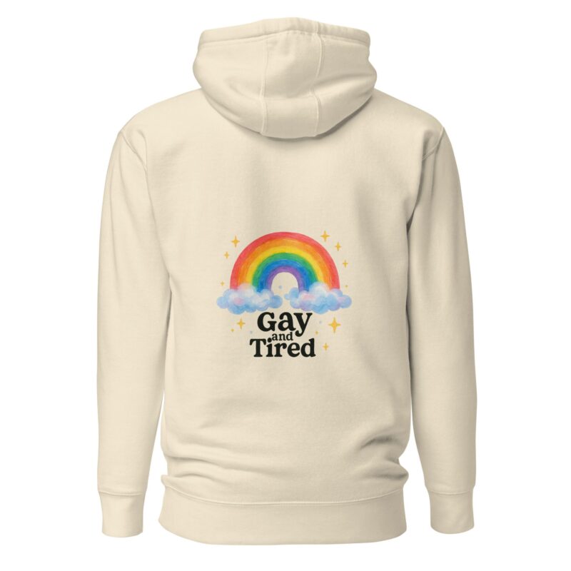 Unisex Hoodie – “Gay and Tired” Rainbow Edition - Image 17