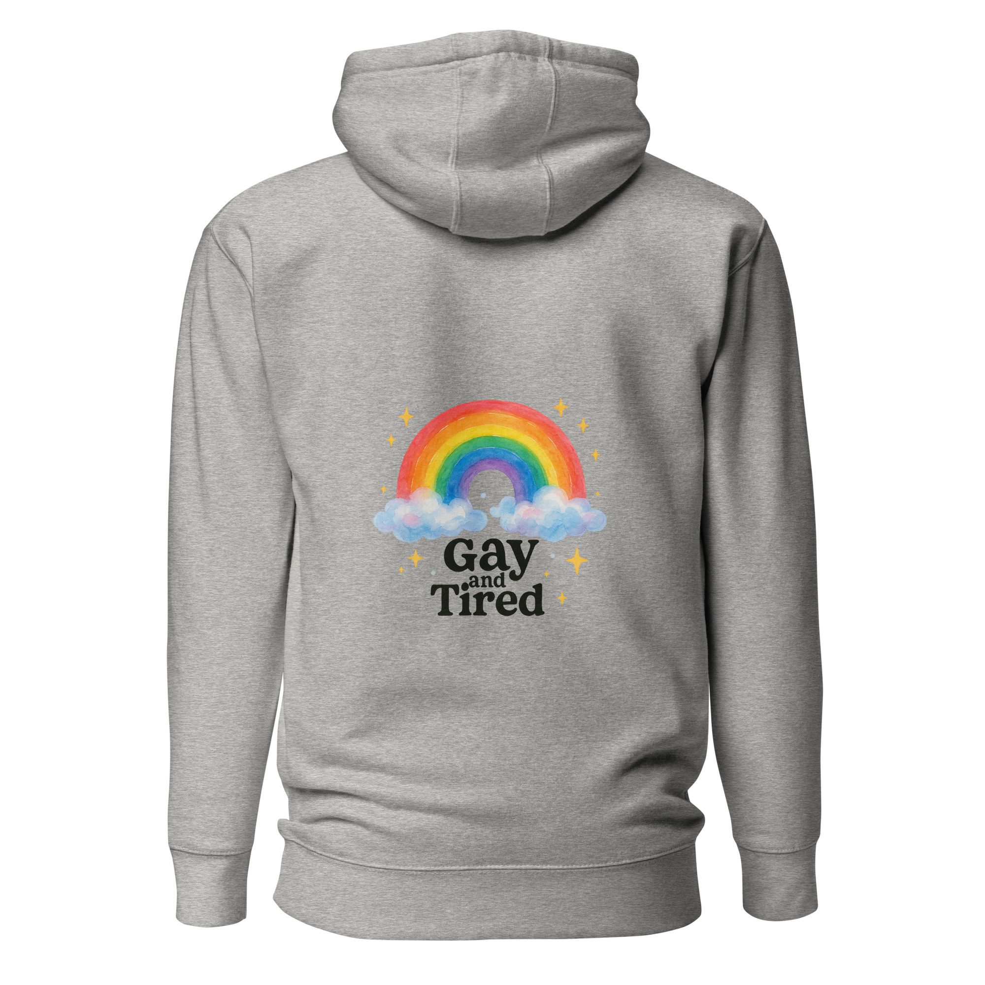 Unisex Hoodie – “Gay and Tired” Rainbow Edition - Image 11