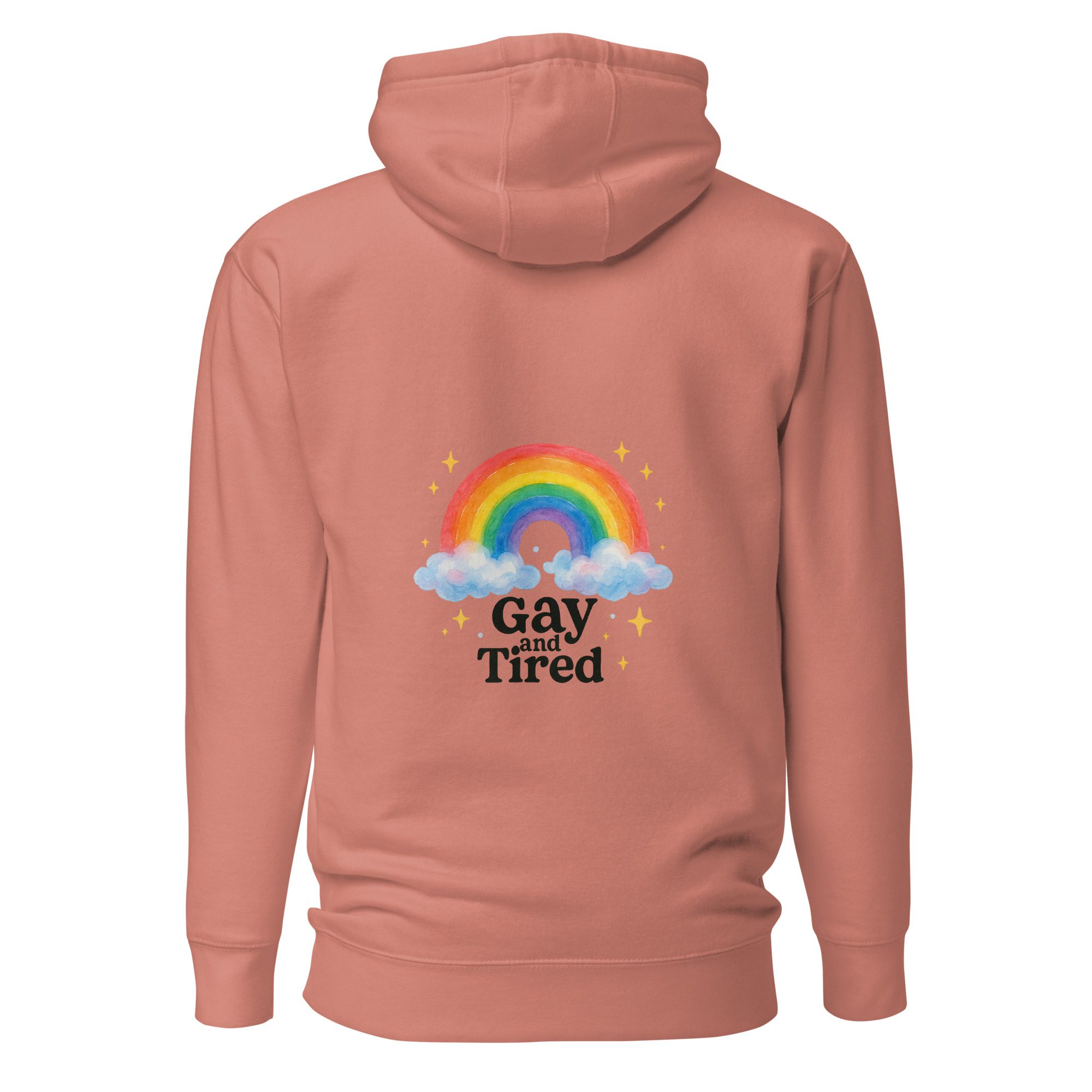 Unisex Hoodie – “Gay and Tired” Rainbow Edition - Image 8
