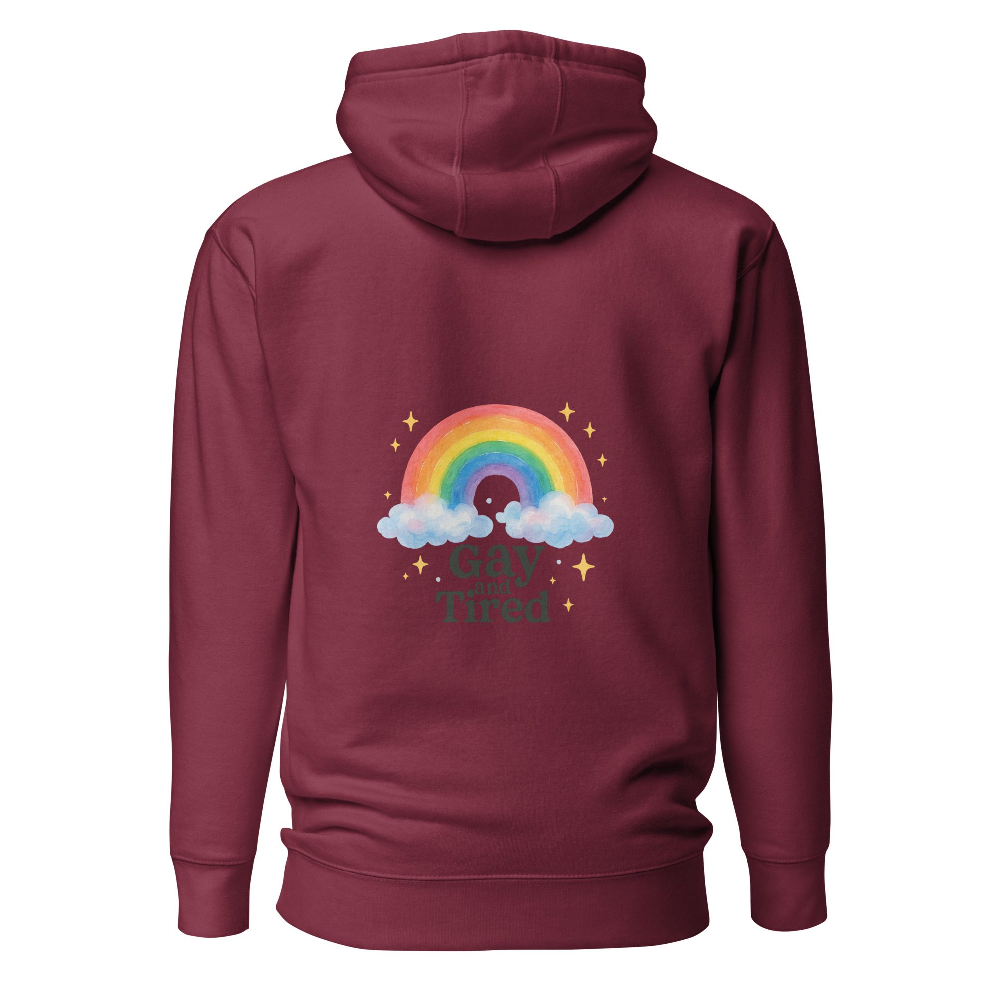 Unisex Hoodie – “Gay and Tired” Rainbow Edition - Image 2