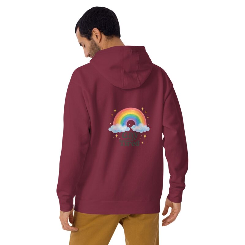 Unisex Hoodie – “Gay and Tired” Rainbow Edition - Image 3