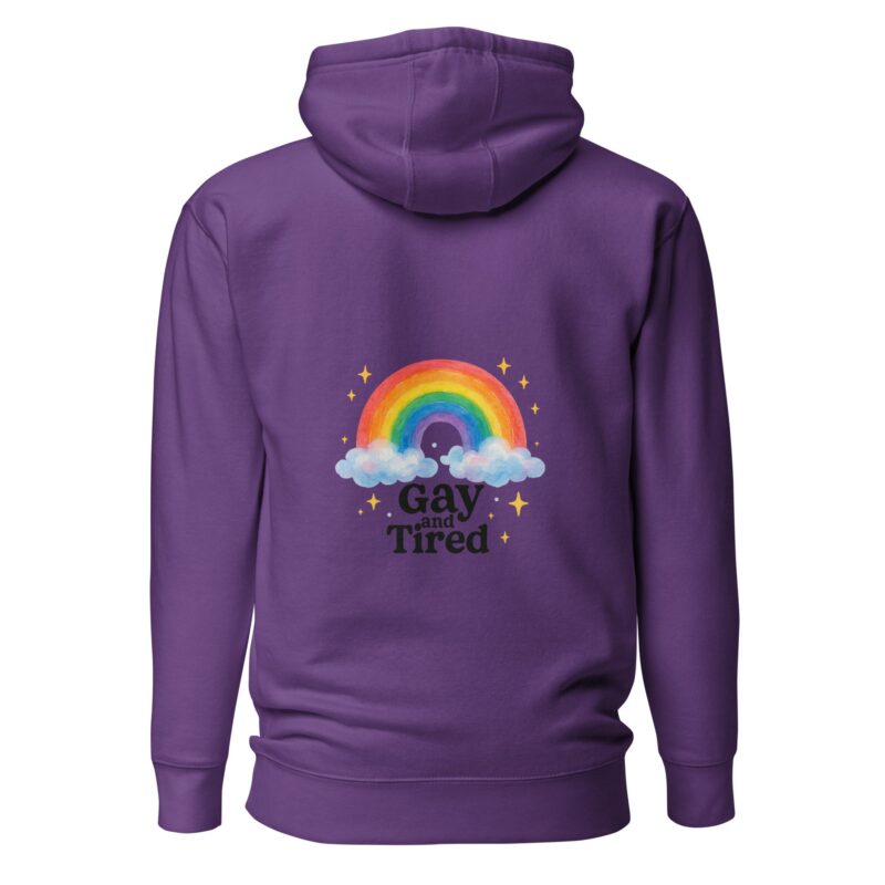 Unisex Hoodie – “Gay and Tired” Rainbow Edition - Image 6