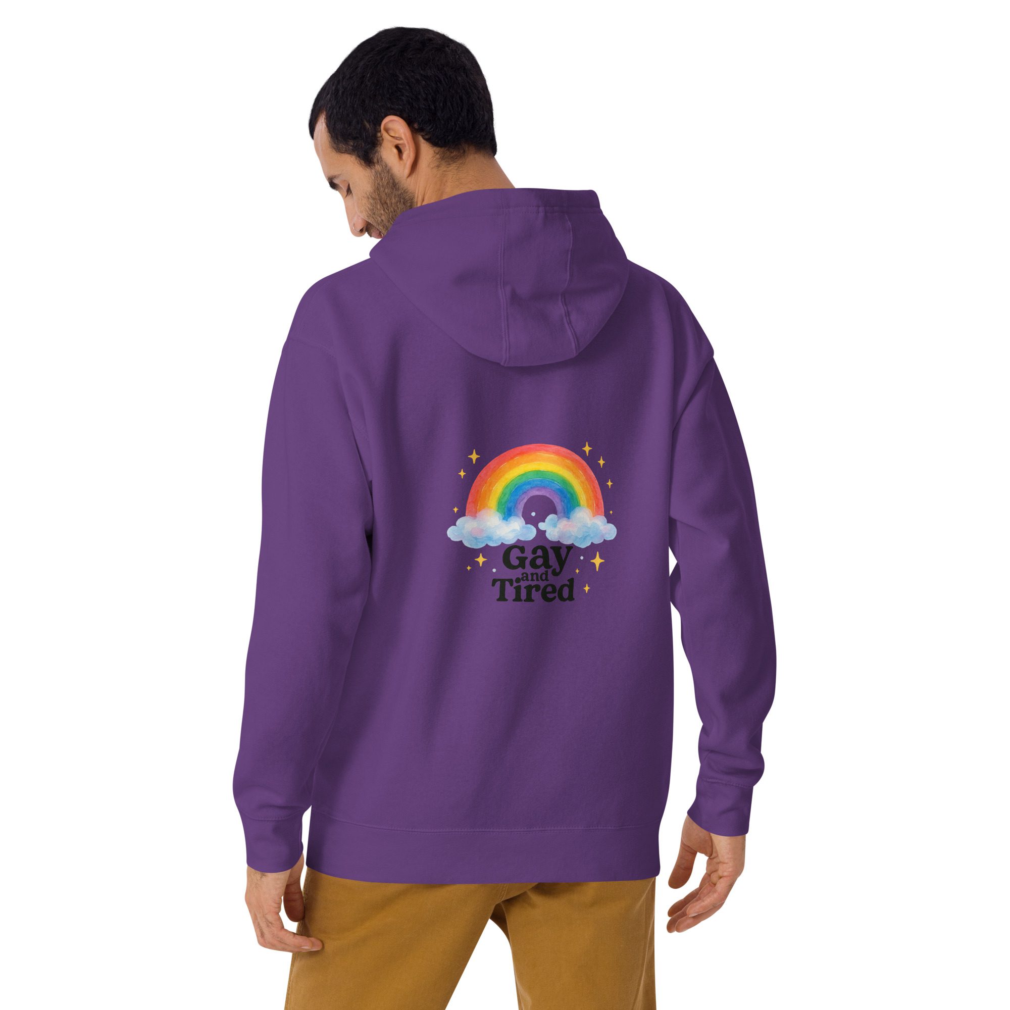 Unisex Hoodie – “Gay and Tired” Rainbow Edition - Image 7