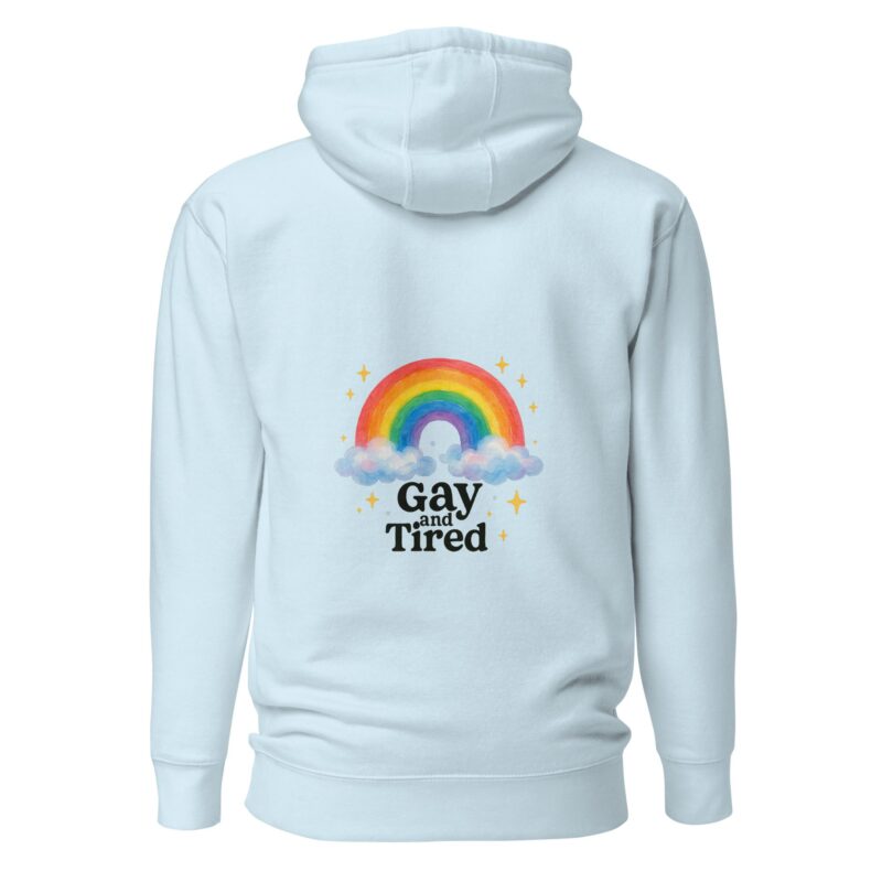 Unisex Hoodie – “Gay and Tired” Rainbow Edition - Image 14