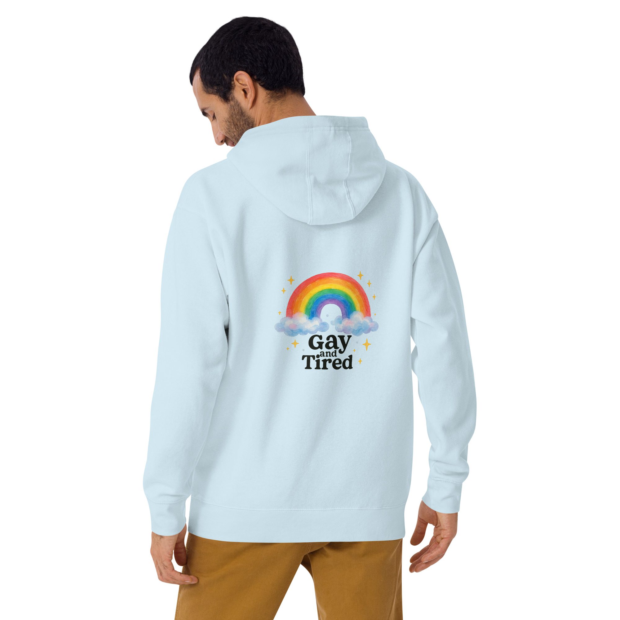 Unisex Hoodie – “Gay and Tired” Rainbow Edition - Image 15