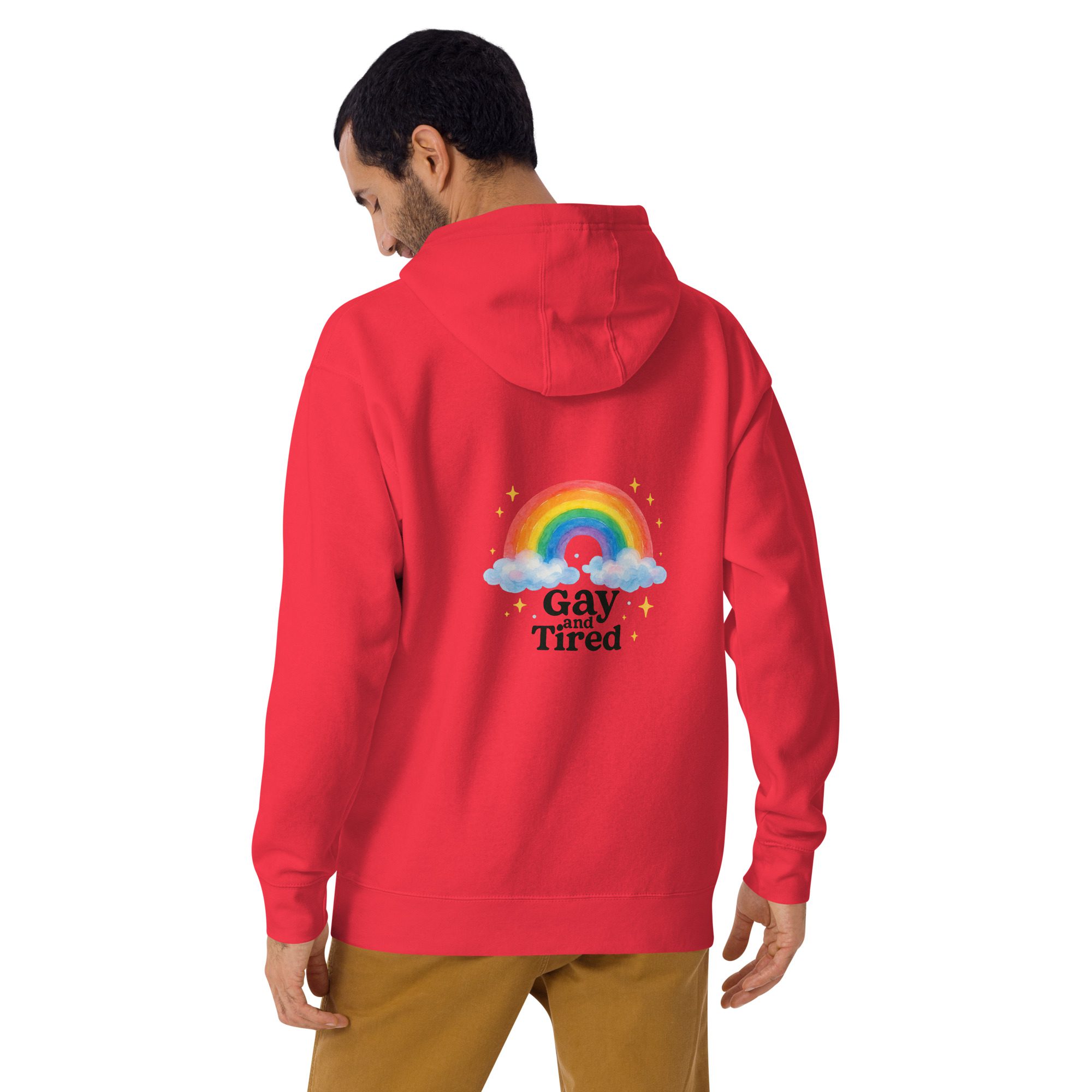 Unisex Hoodie – “Gay and Tired” Rainbow Edition - Image 24