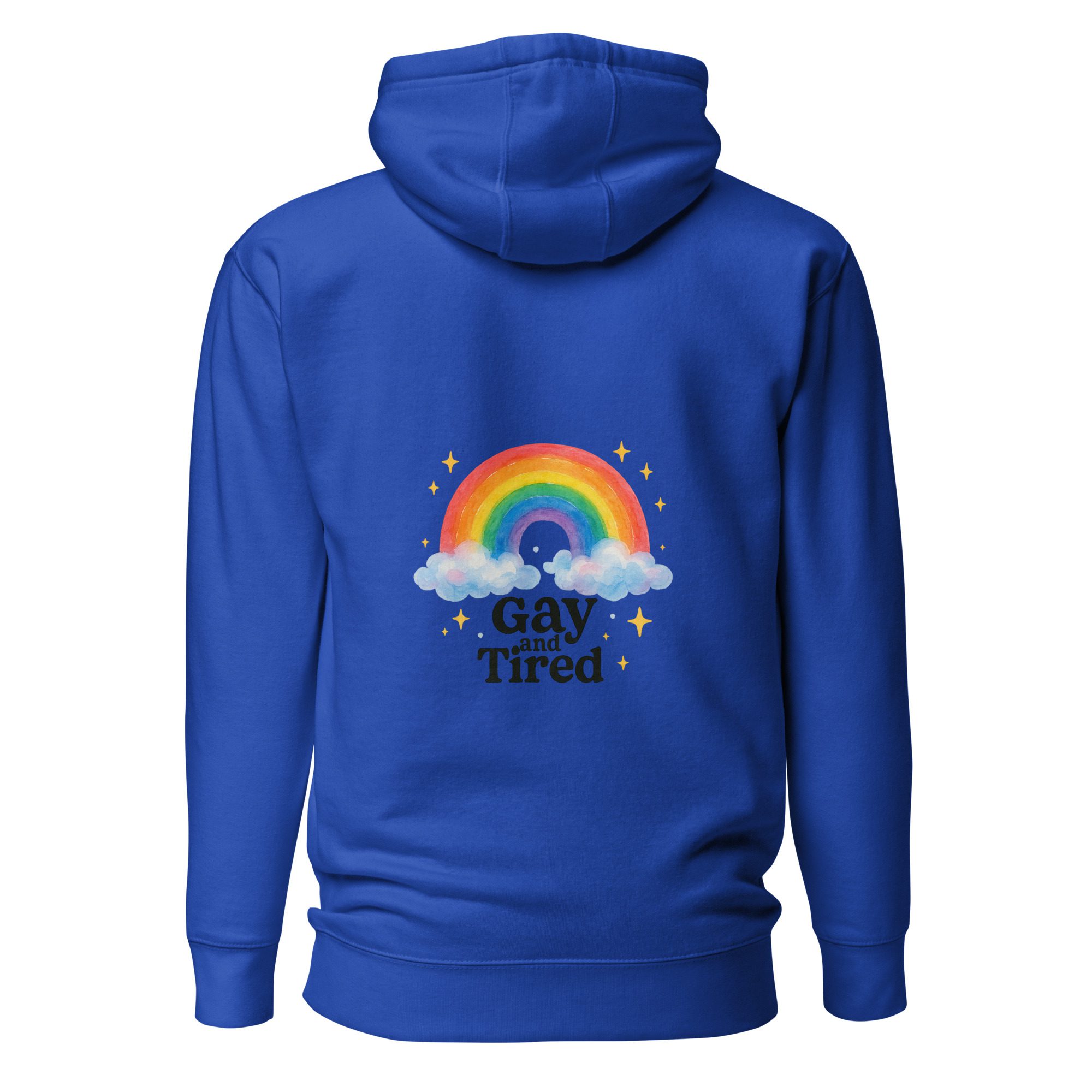 Unisex Hoodie – “Gay and Tired” Rainbow Edition - Image 4
