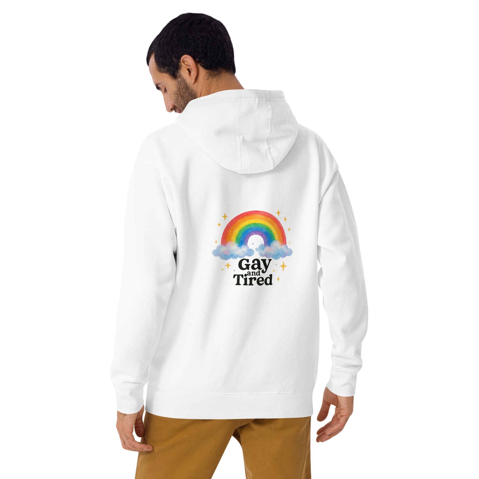 Unisex Hoodie – “Gay and Tired” Rainbow Edition - Image 21