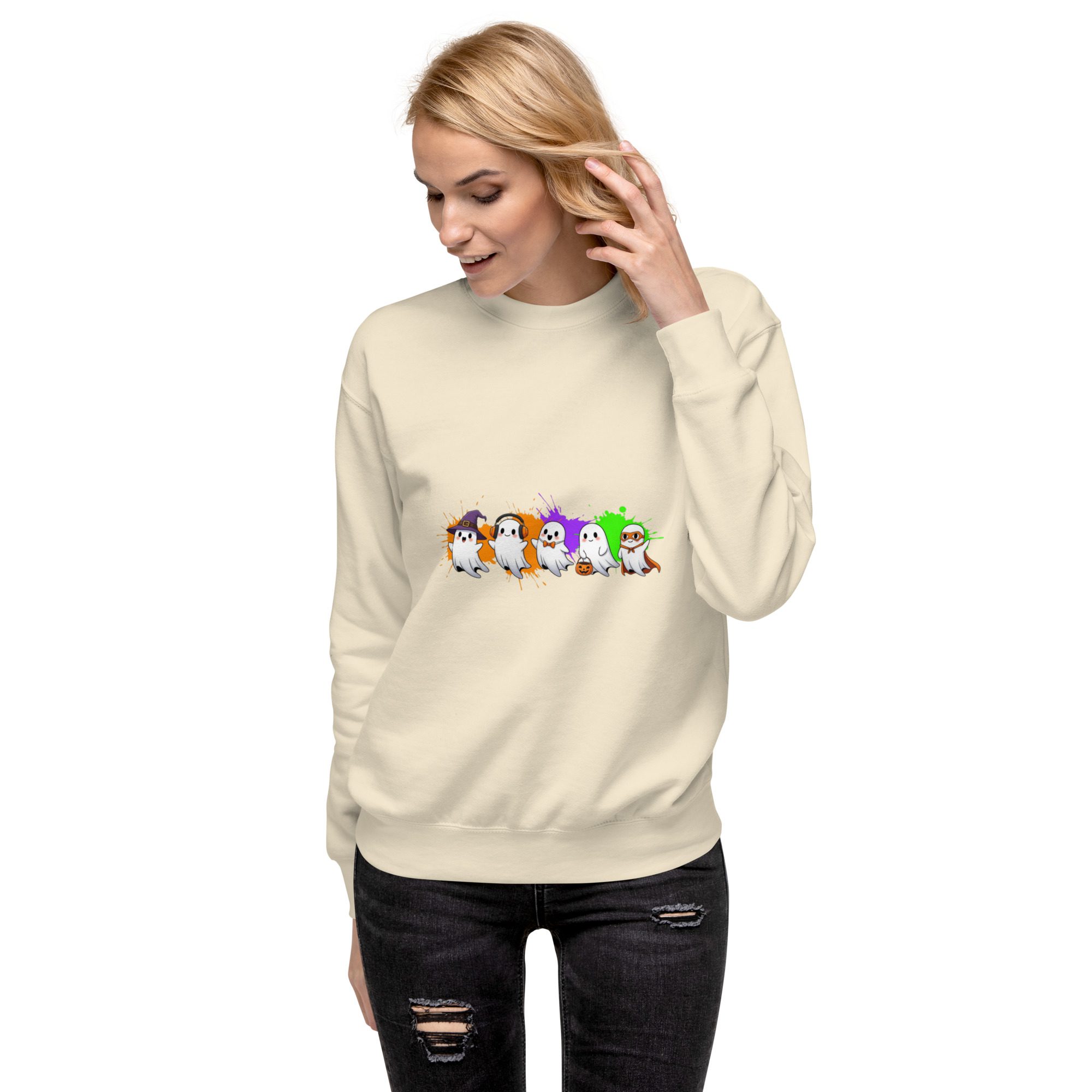 Ghostly Gathering Halloween Sweatshirt – Cozy Unisex Spooky Crewneck - Image 19