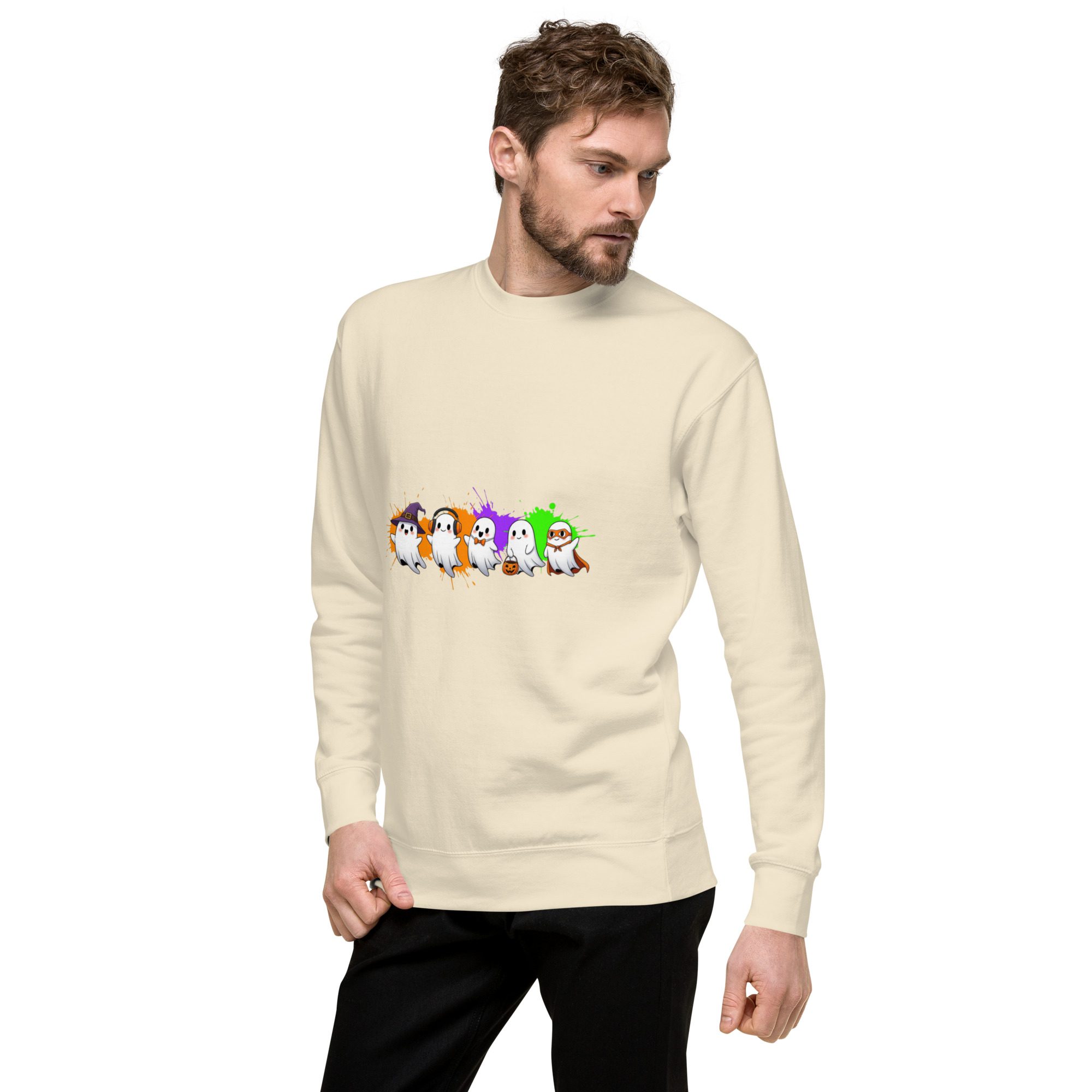 Ghostly Gathering Halloween Sweatshirt – Cozy Unisex Spooky Crewneck - Image 28