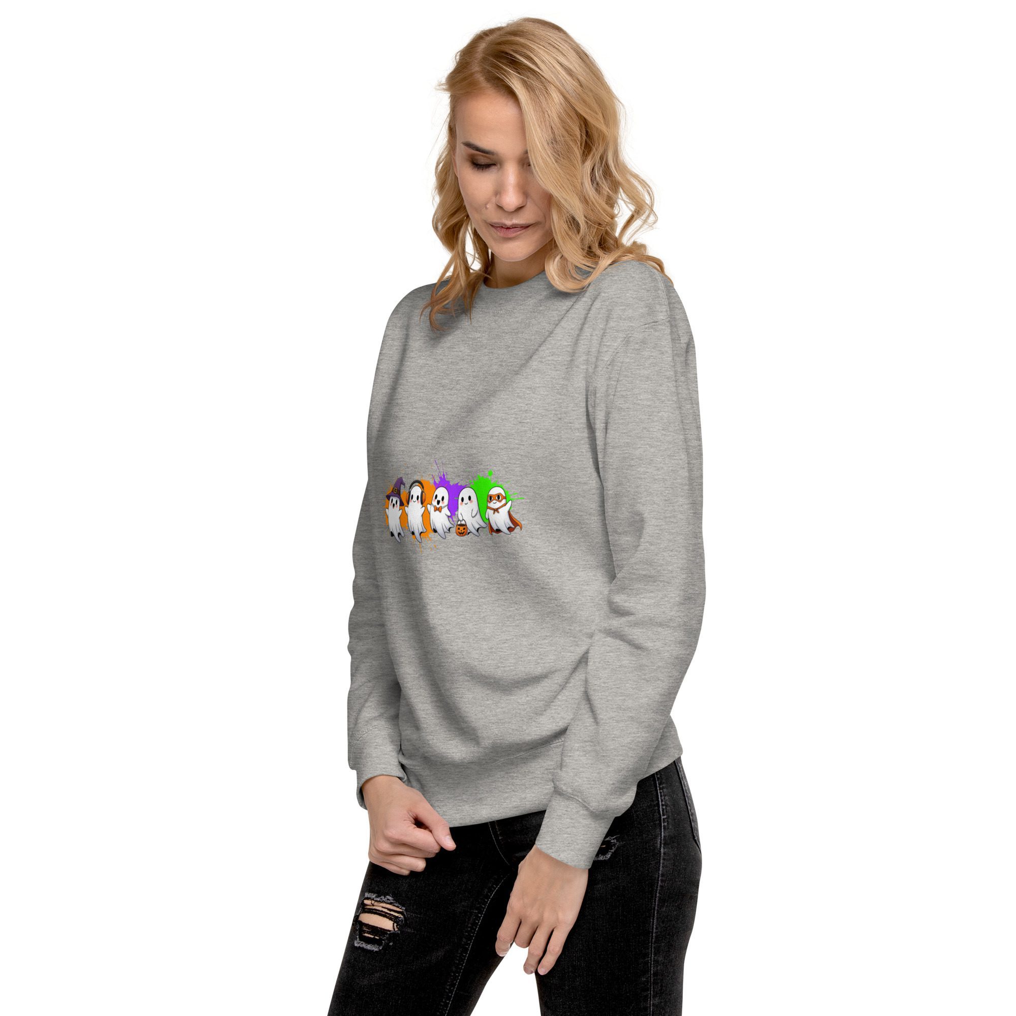 Ghostly Gathering Halloween Sweatshirt – Cozy Unisex Spooky Crewneck - Image 17