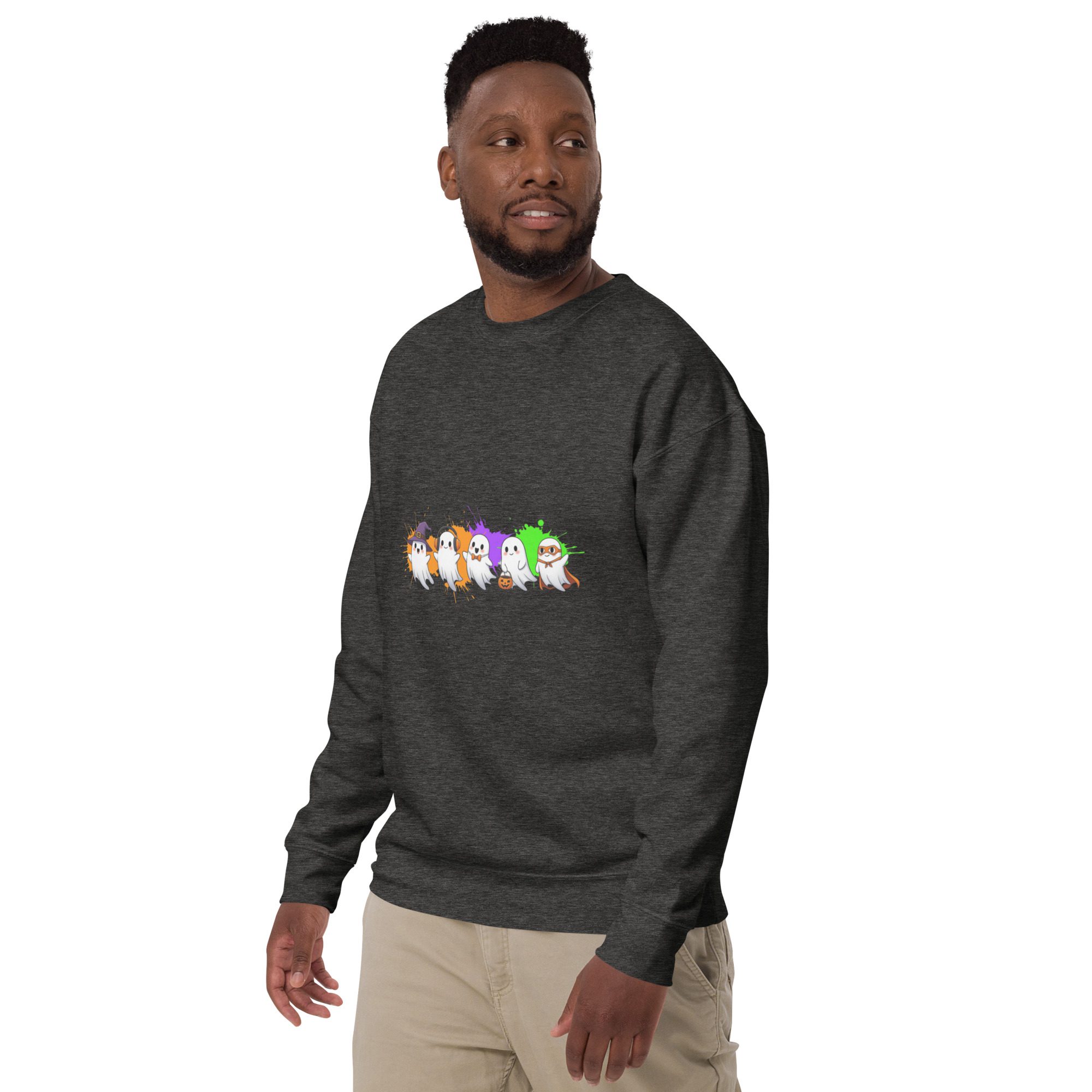 Ghostly Gathering Halloween Sweatshirt – Cozy Unisex Spooky Crewneck - Image 9