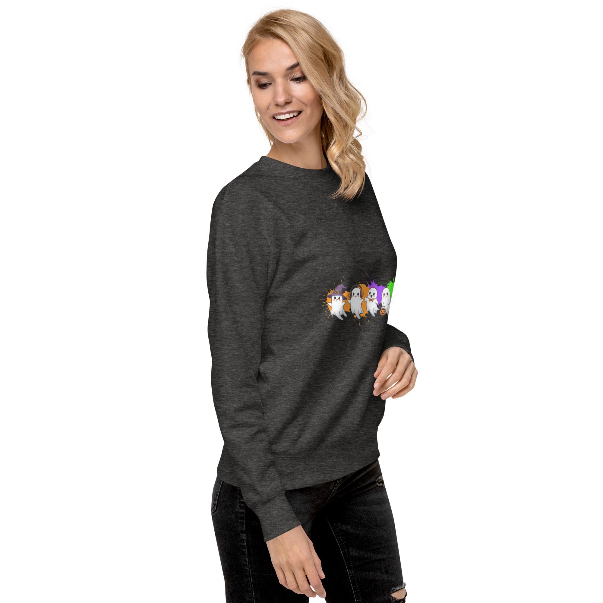 Ghostly Gathering Halloween Sweatshirt – Cozy Unisex Spooky Crewneck - Image 8