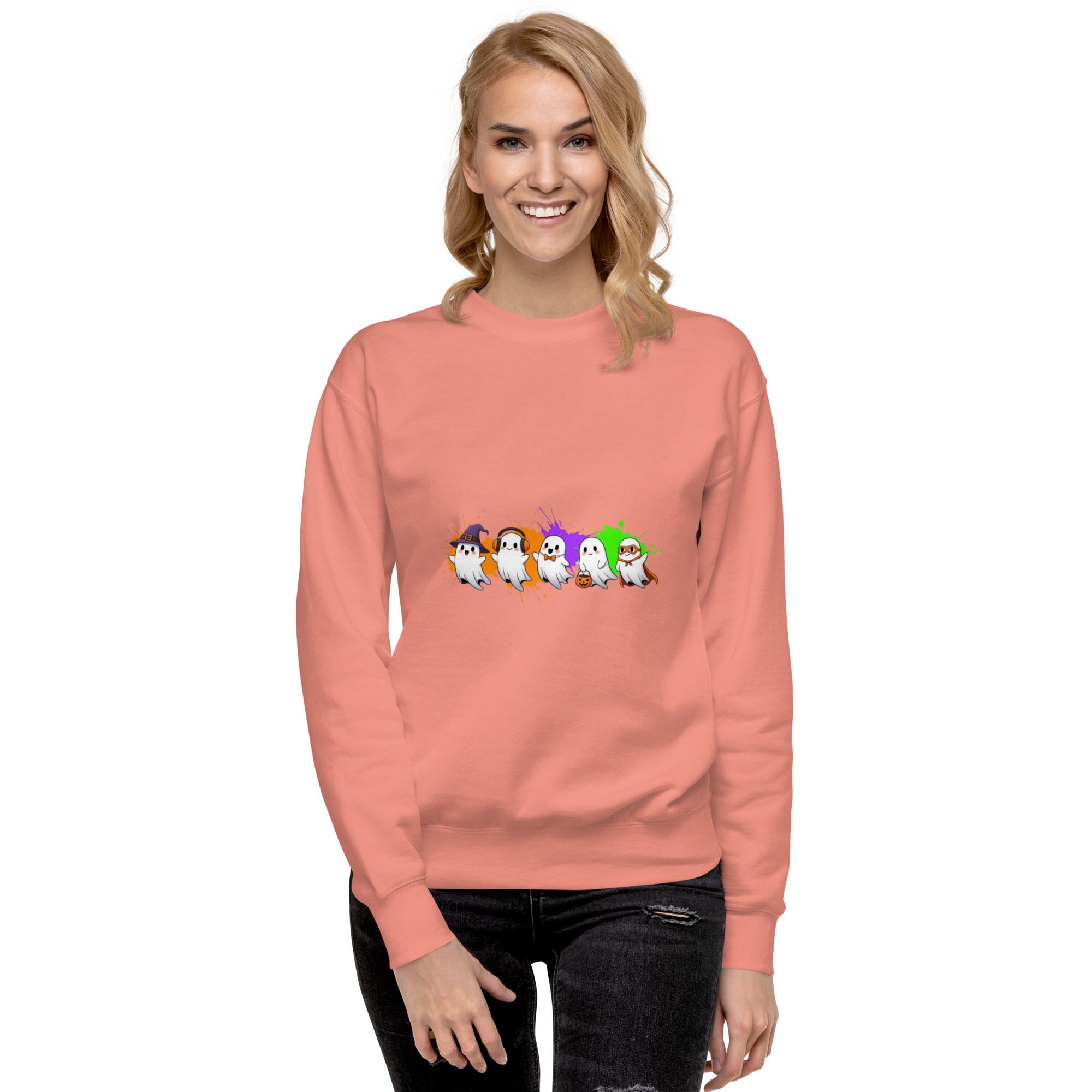 Ghostly Gathering Halloween Sweatshirt – Cozy Unisex Spooky Crewneck - Image 14