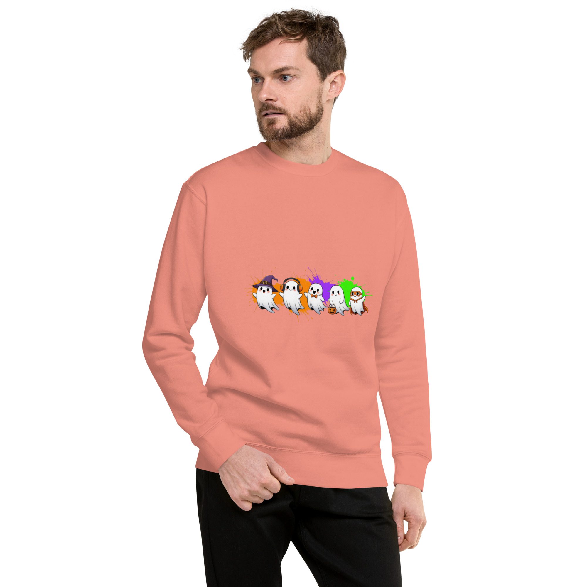 Ghostly Gathering Halloween Sweatshirt – Cozy Unisex Spooky Crewneck - Image 23