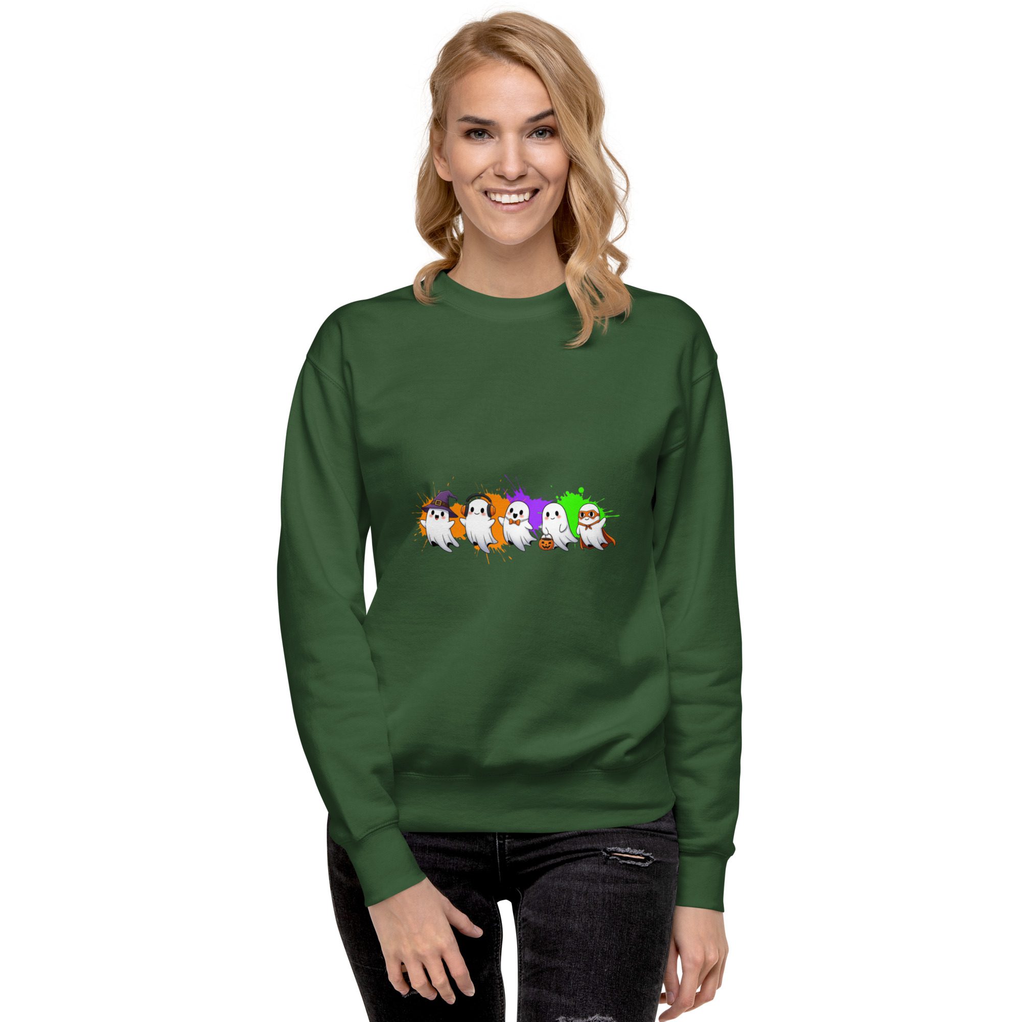 Ghostly Gathering Halloween Sweatshirt – Cozy Unisex Spooky Crewneck - Image 12