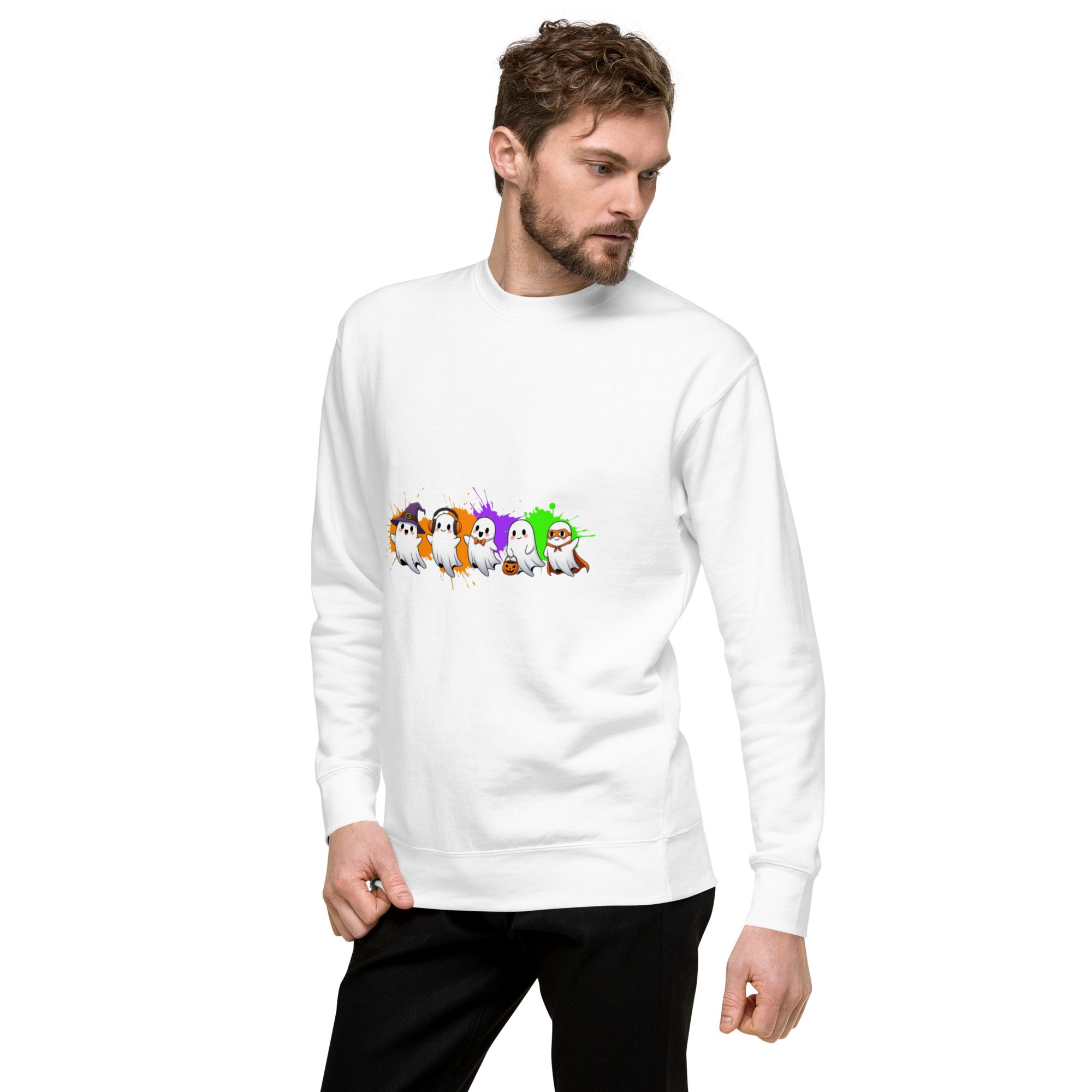 Ghostly Gathering Halloween Sweatshirt – Cozy Unisex Spooky Crewneck - Image 7