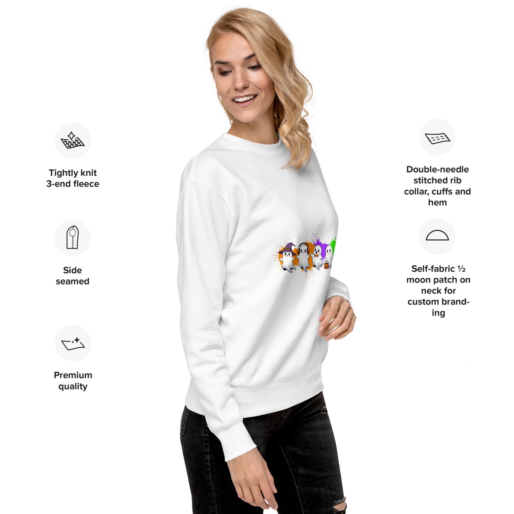 Ghostly Gathering Halloween Sweatshirt – Cozy Unisex Spooky Crewneck - Image 5
