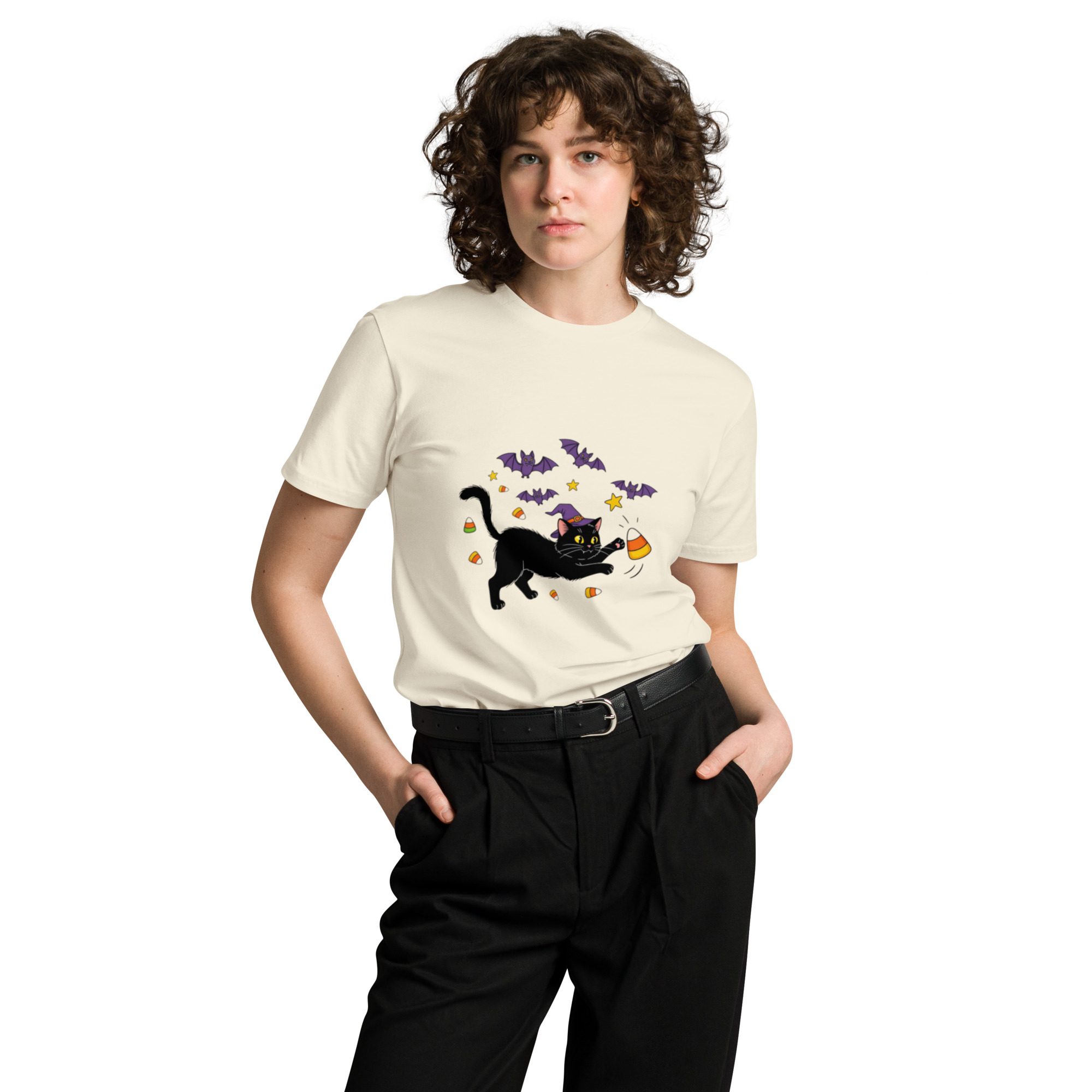 Witchy Cat Halloween Unisex T-Shirt – Spooky Cute Edition - Image 10
