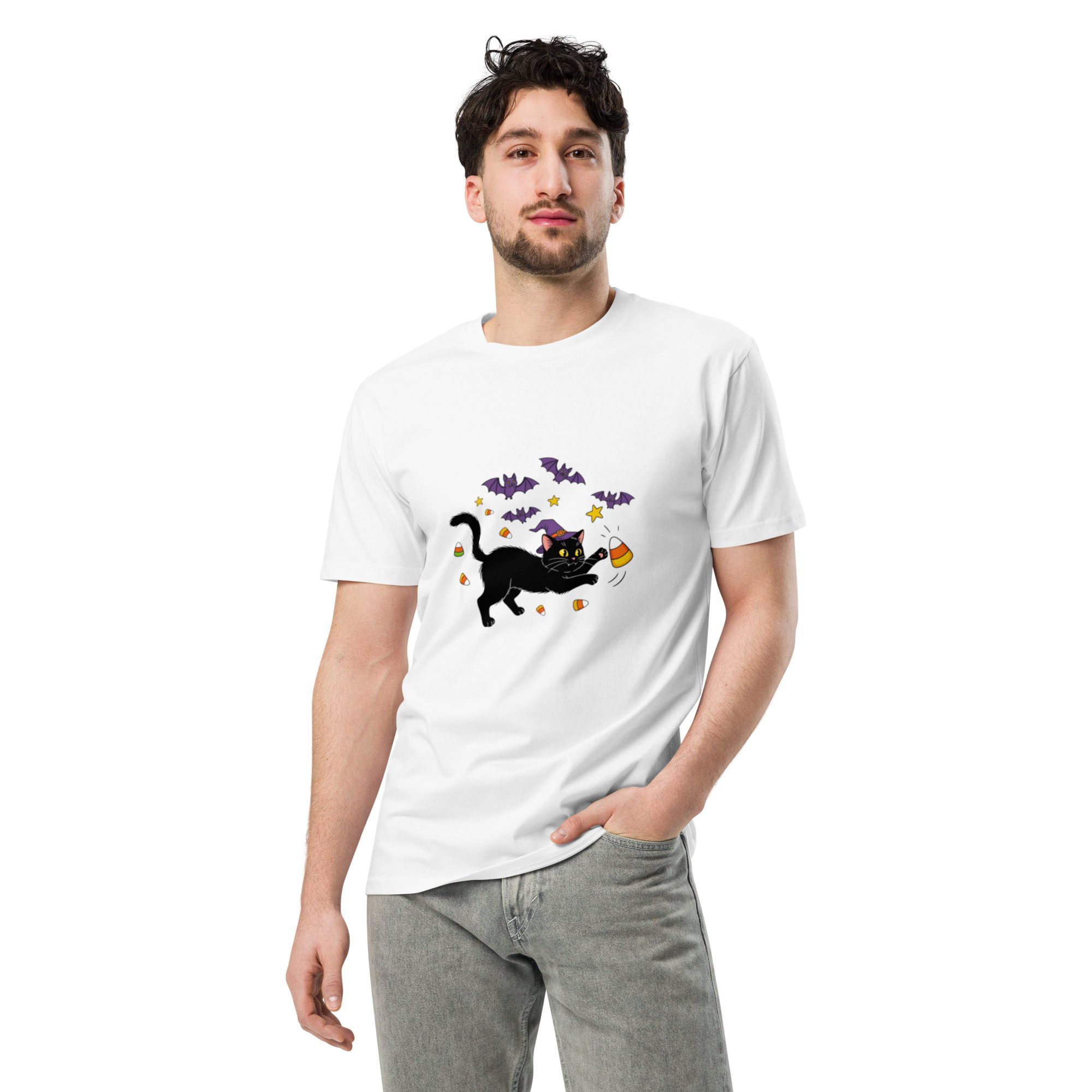 Witchy Cat Halloween Unisex T-Shirt – Spooky Cute Edition - Image 8