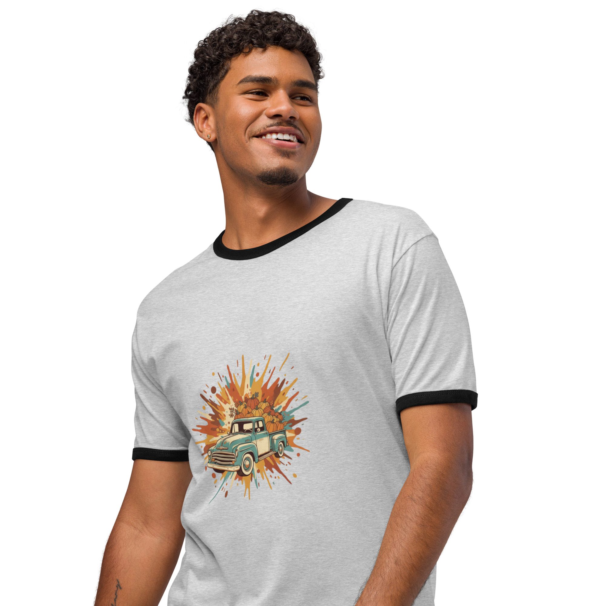 Retro Splash Ringer Tee – Vintage Car Unisex T-Shirt - Image 5