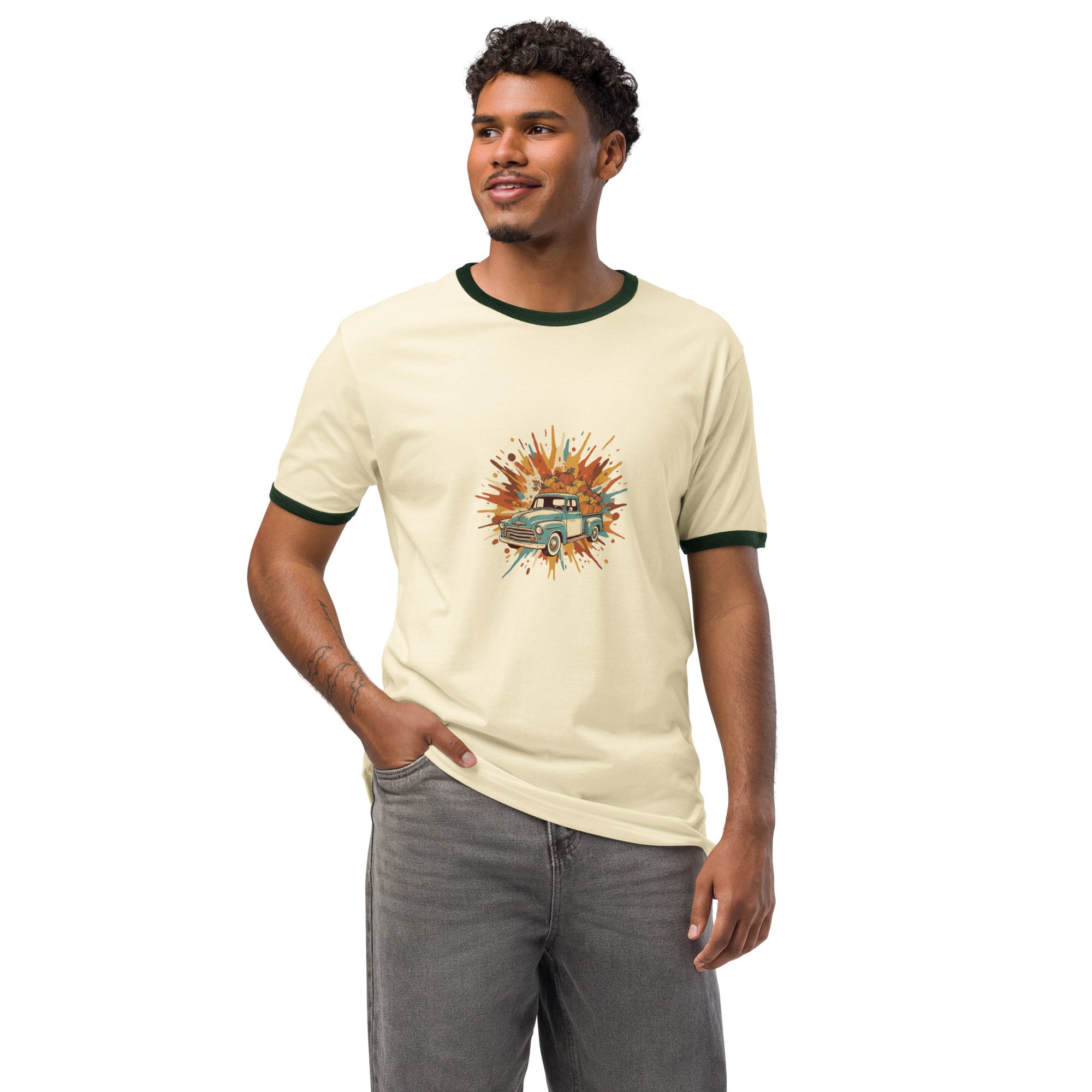 Retro Splash Ringer Tee – Vintage Car Unisex T-Shirt - Image 10