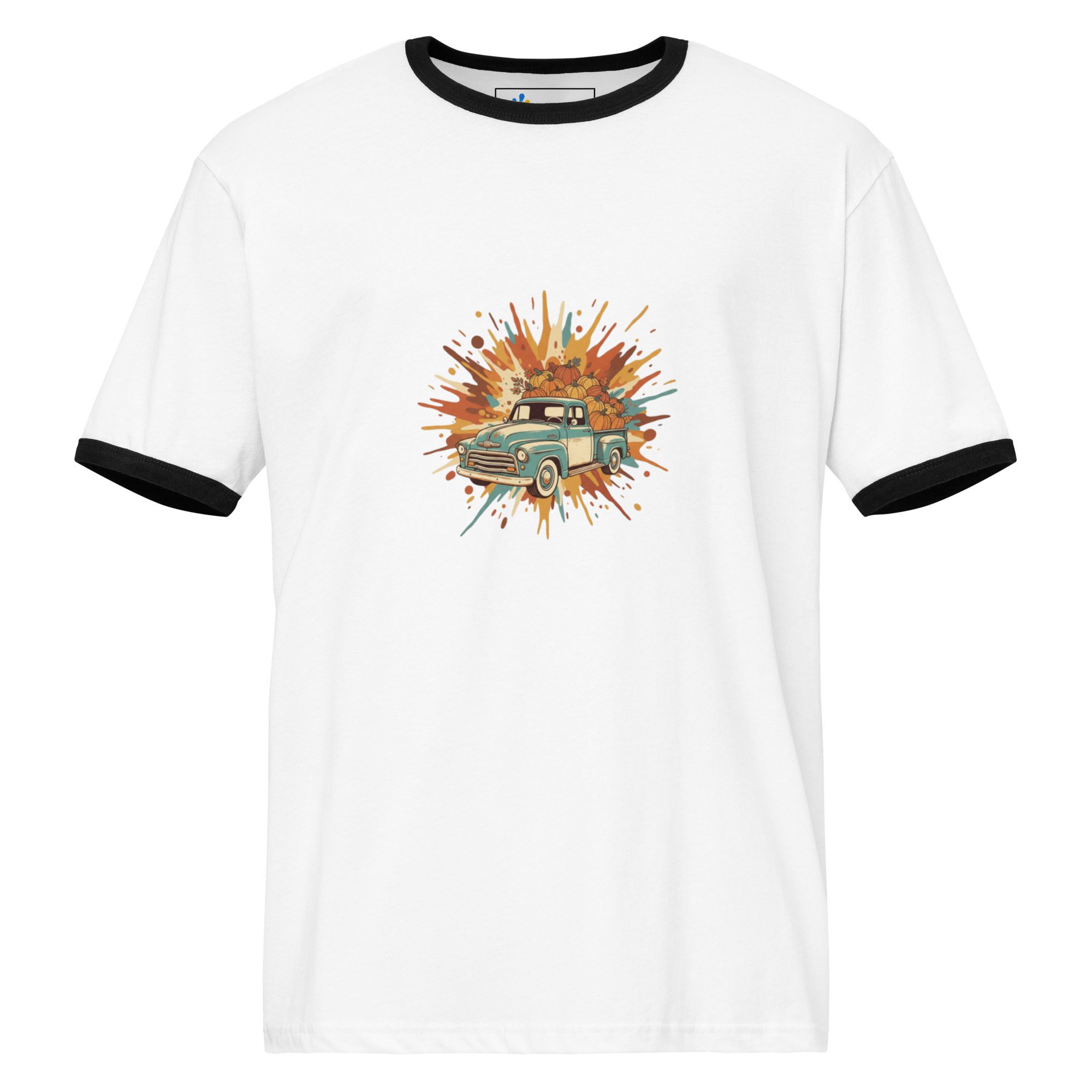 Retro Splash Ringer Tee – Vintage Car Unisex T-Shirt - Image 4