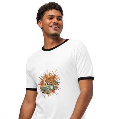 Retro Splash Ringer Tee – Vintage Car Unisex T-Shirt